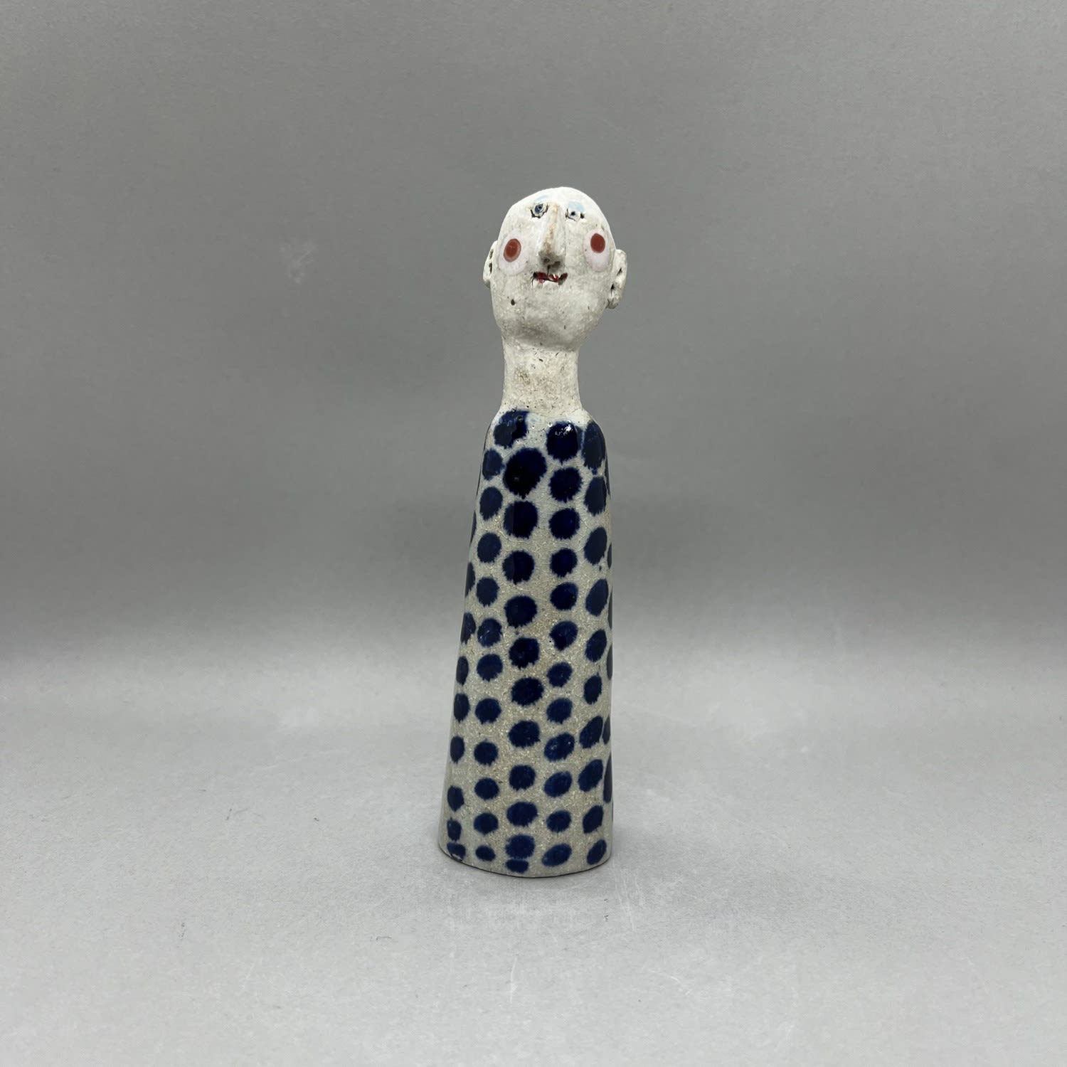 Jane Muir, Little Man - Stone Grey, Blue Spots