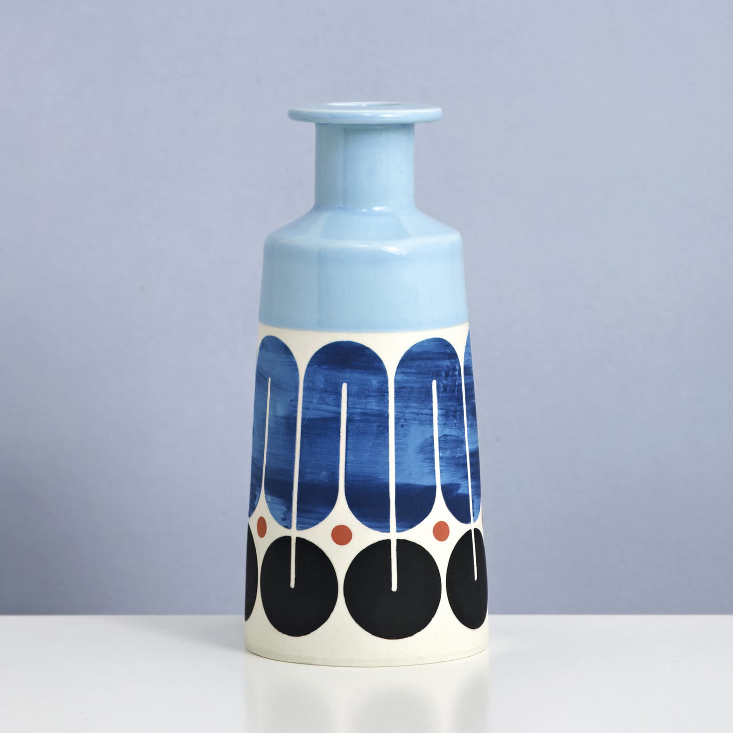 MapMap, Cone Bottle Vase - Blue, Red & Black