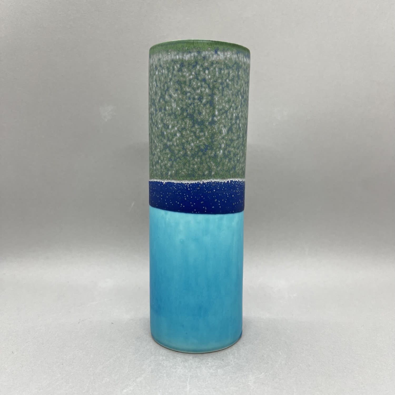 Yuta Segawa, Cylinder Vase - Speckled Olive & Turquoise