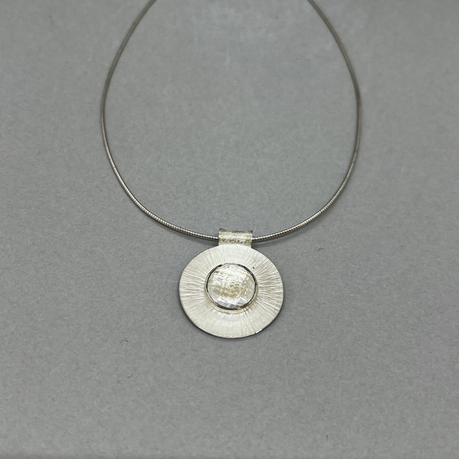 Emily Fermor, Sterling Silver & Clear Quartz Rays Pendant Necklace