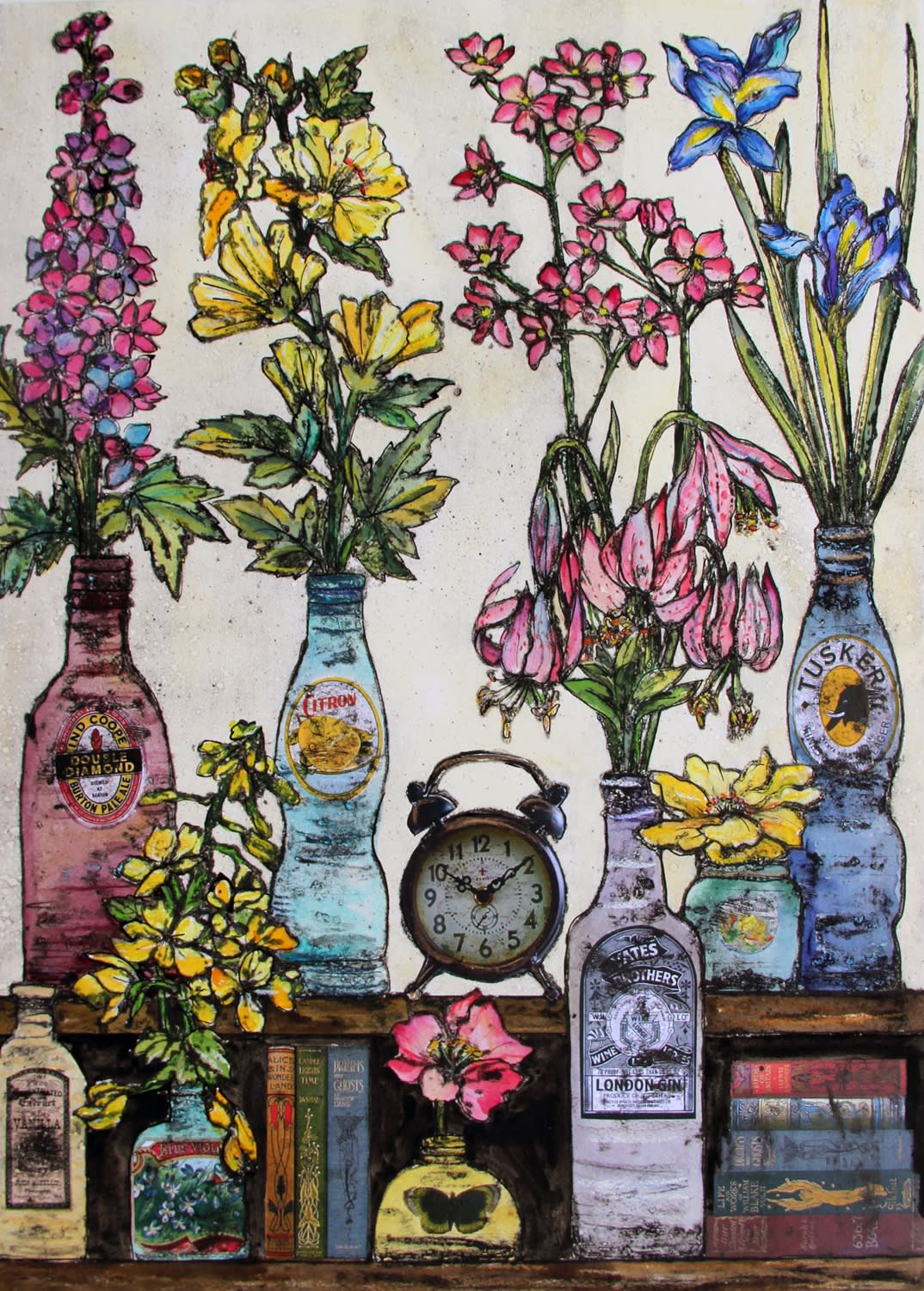 Vicky Oldfield, Bottles, Books & Flowers, 2022 | Sarah Wiseman Gallery