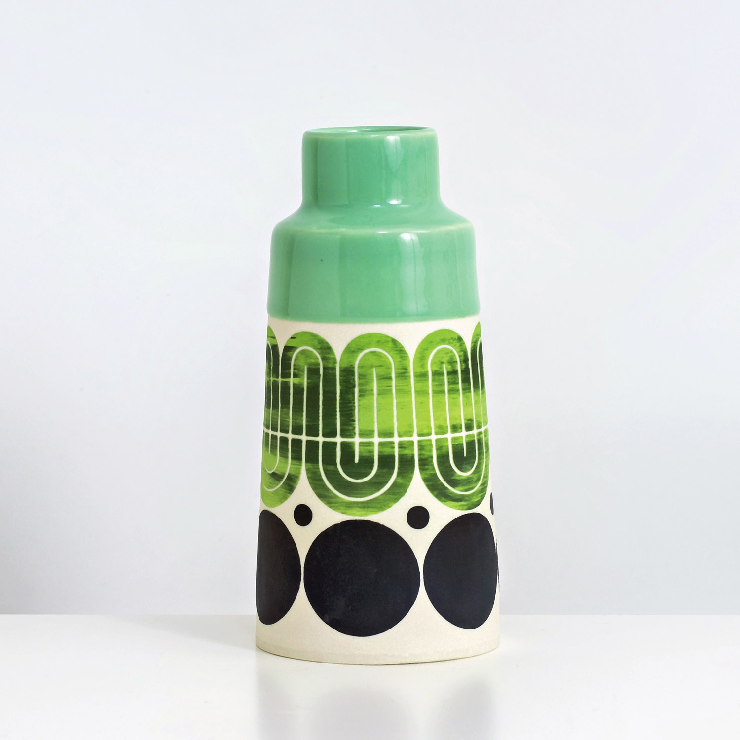 MapMap, Medium Cone Vase - Mint & Black