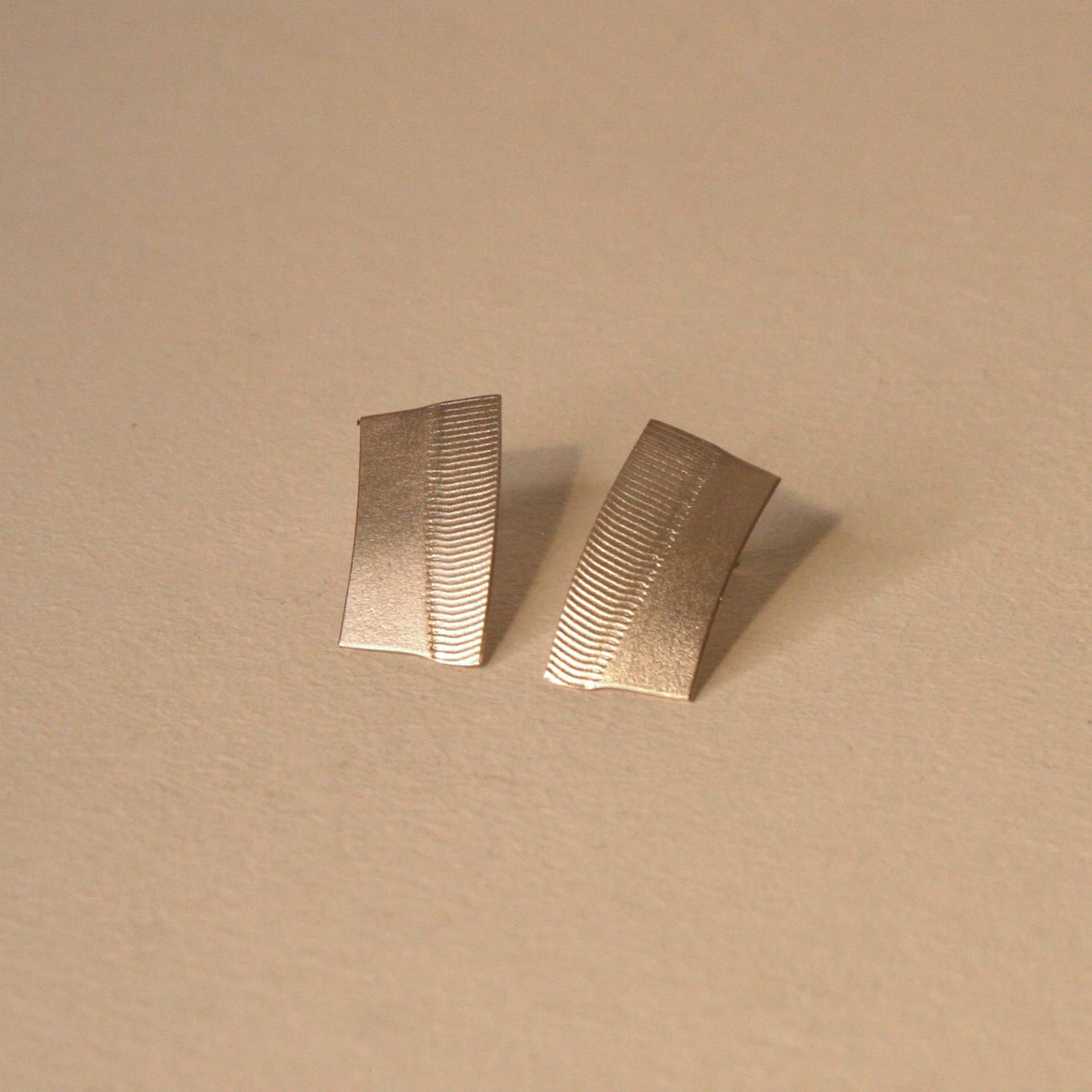 Kate Wilkinson, Rectangle Athena Silver Earring Studs