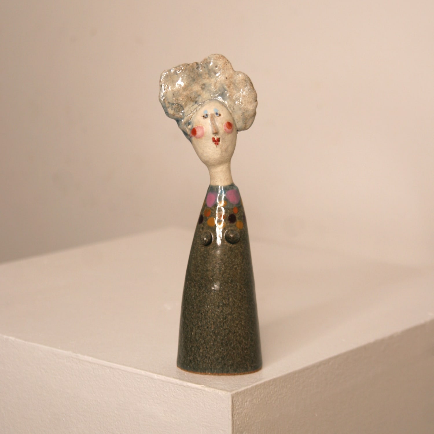 Jane Muir, Little Lady - Charcoal with Pink, Purple & Orange Spotty Collar