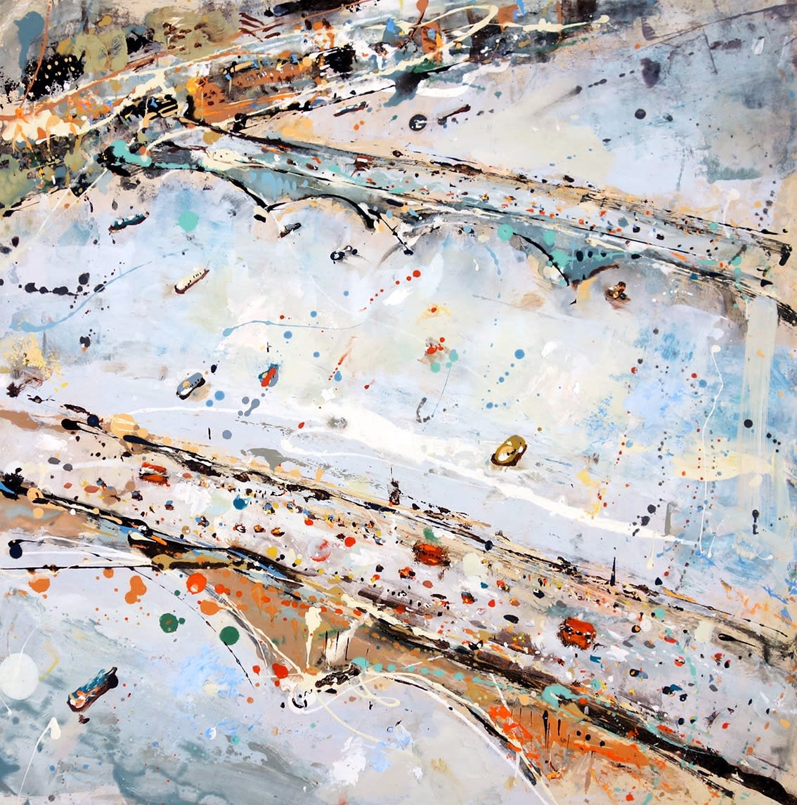 Andrew Hood, London Busses Over The Thames