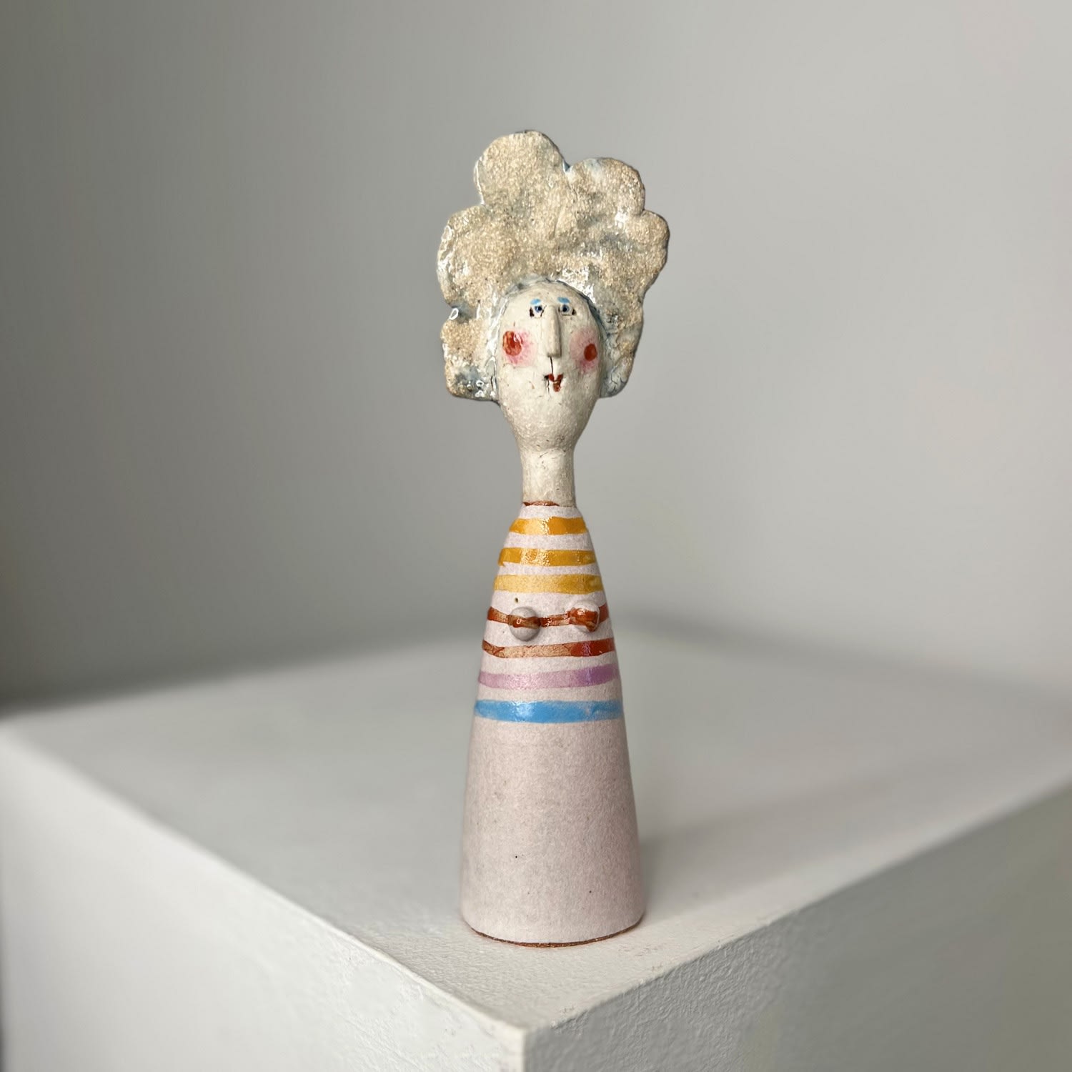 Jane Muir, Little Lady - Pale Pink with Orange, Blue & Red Rings