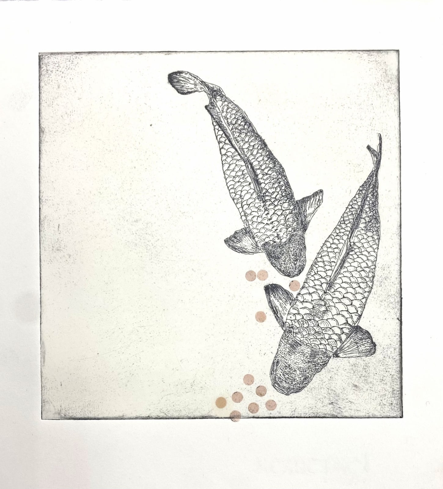Clare Halifax, Two Koi - Pink Air Bubbles, 2023
