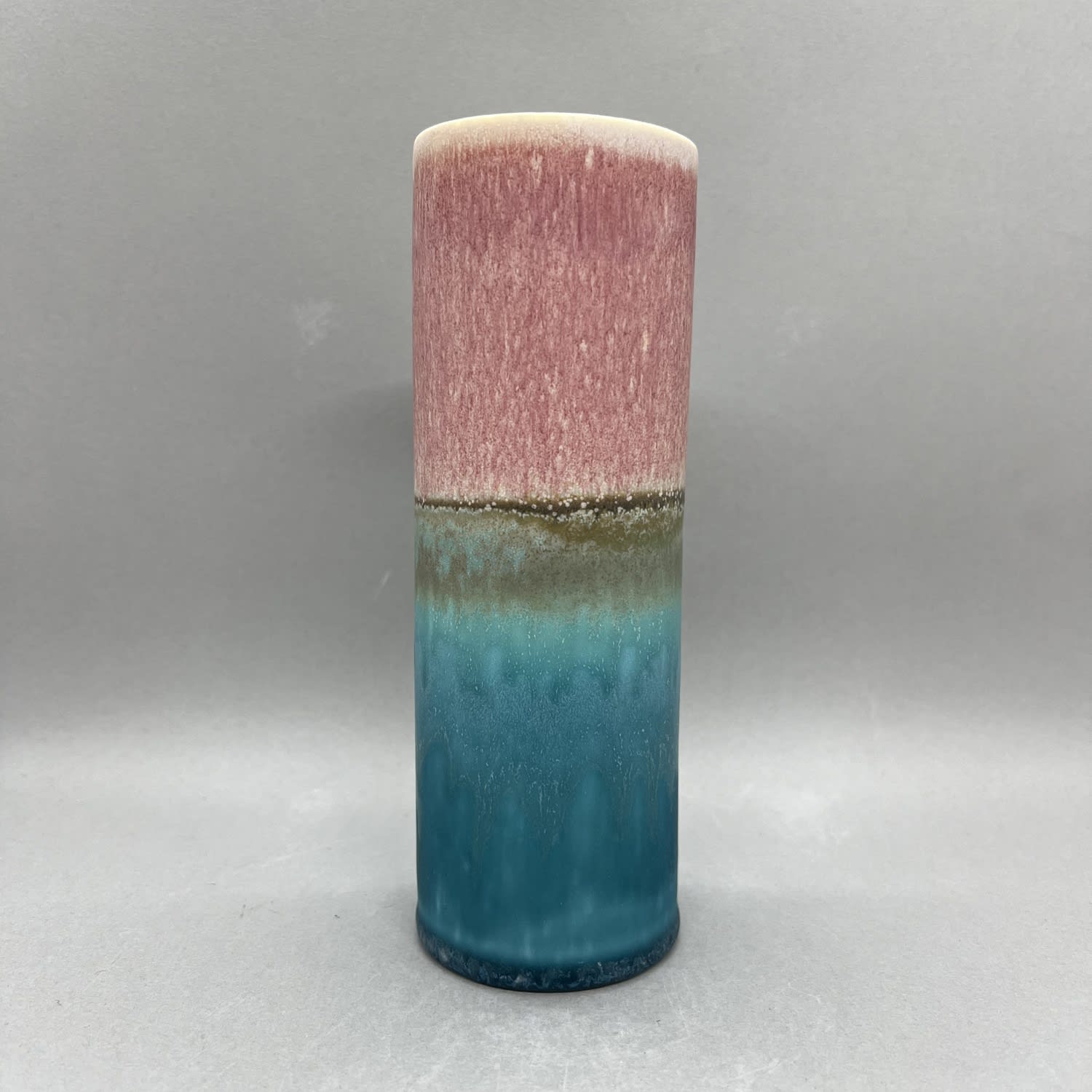 Yuta Segawa, Cylinder Vase - Deep Blush & Turquoise