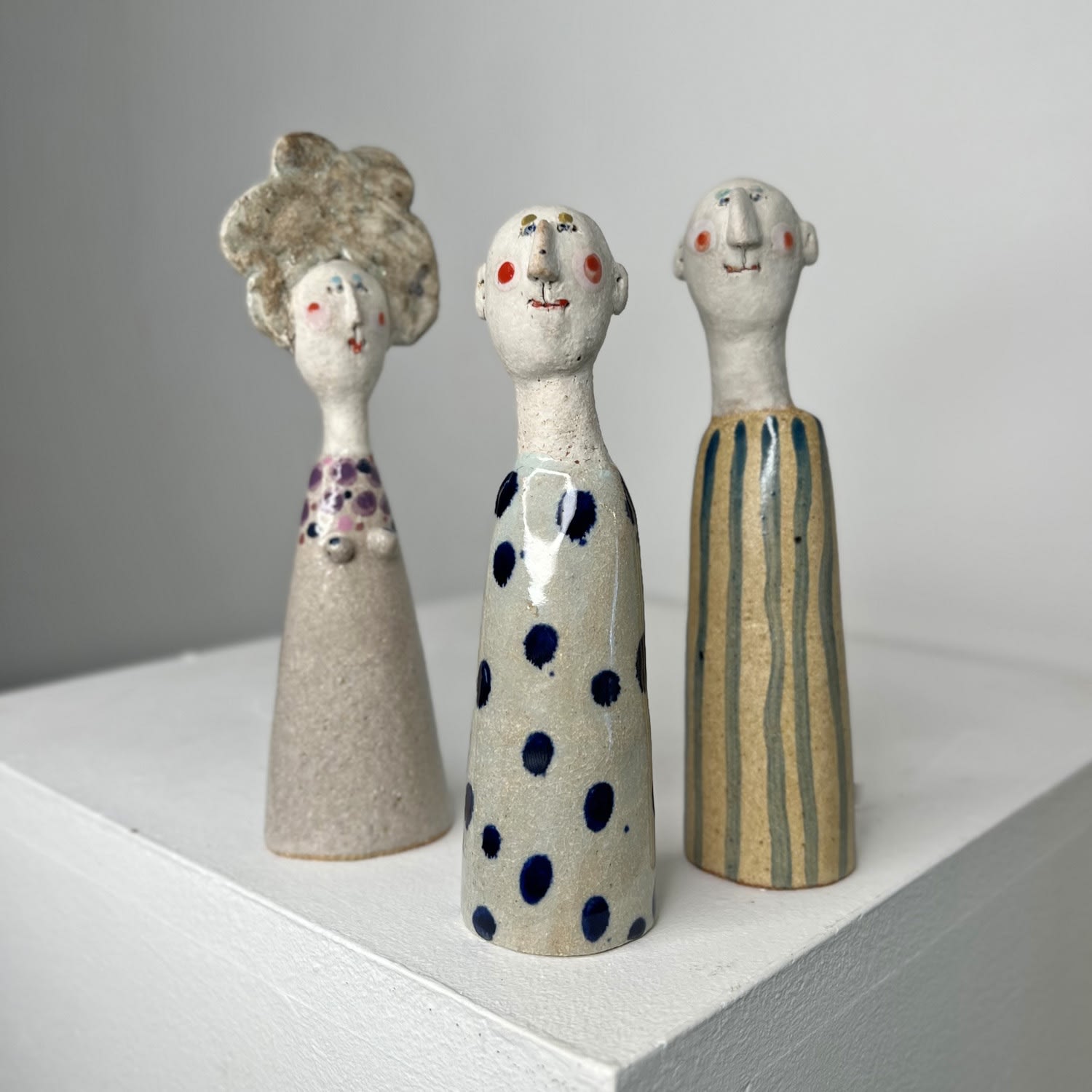 Jane Muir, Little Man - Stone Grey, Blue Spots
