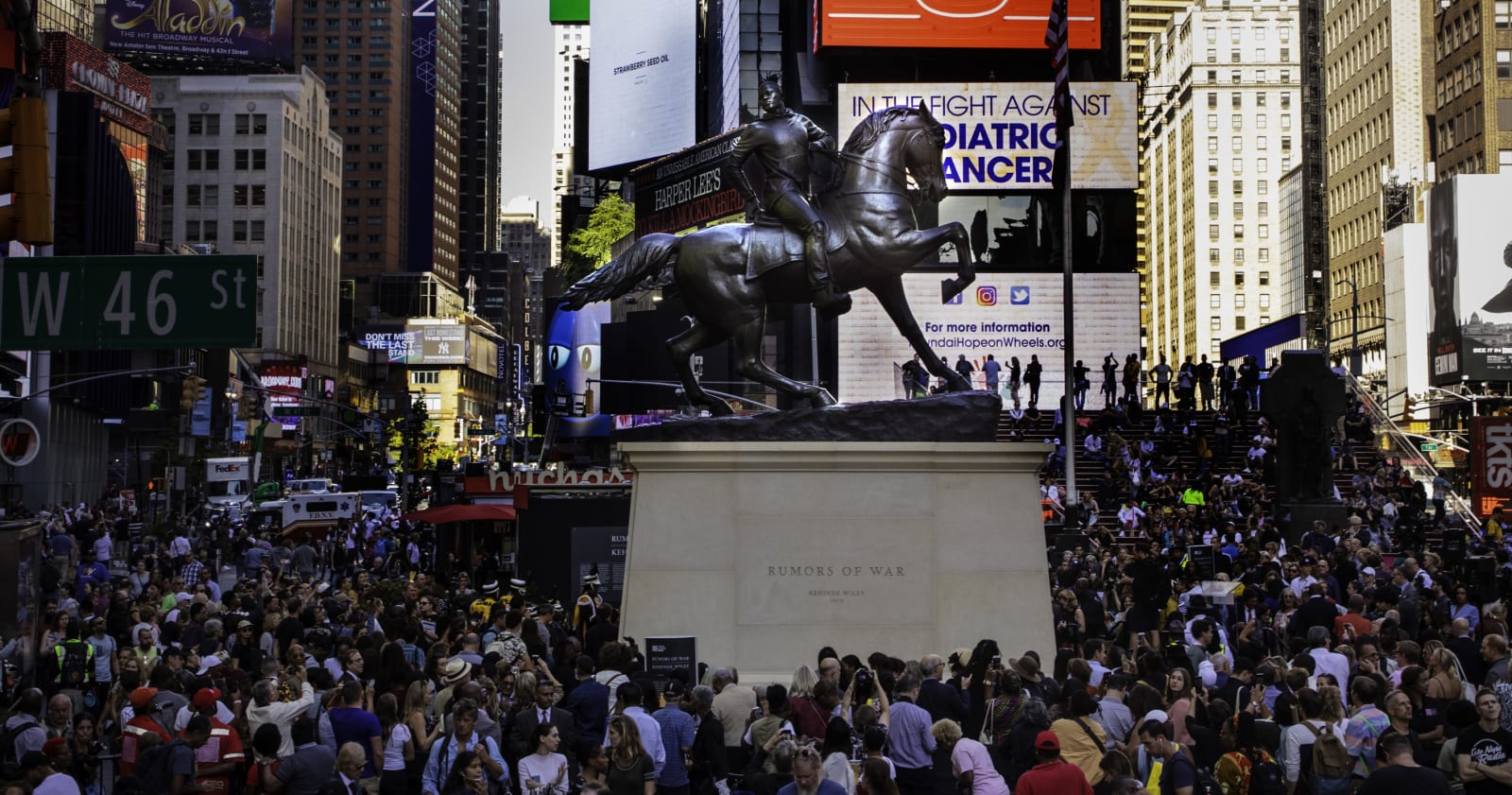 <p>Installation view: 'Rumors of War', Public Installation, Times Square, New York, NY (2019), now <span>permanently in the Collection of the Virginia Museum of Fine Arts, Richmond, VA</span></p>