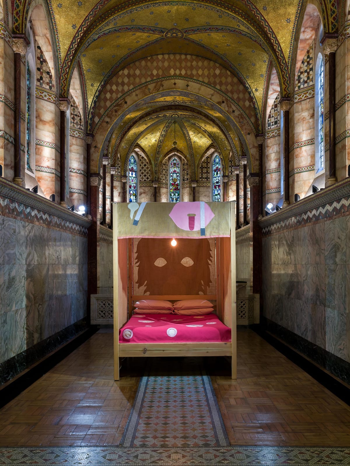 <p>Installation view: 'My biggest fear is that someone will crawl into it', Fitzrovia Chapel, London (2019). <span>Photo by Mark Blower.</span></p>