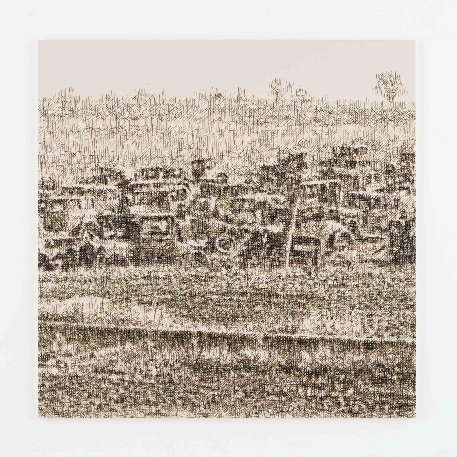 <div class="artist">Wayne Gonzales, <em>Joe’s Auto Graveyard, Pennsylvania, 1936 (Walker Evans) </em>(2015), <span>Acrylic on canvas.</span></div>