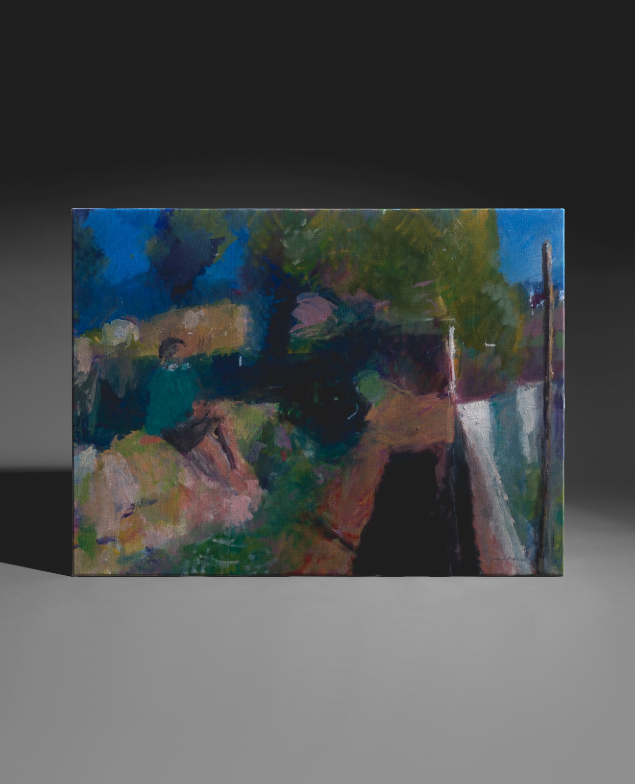 Sargy Mann, Resting figure above the hidden garden