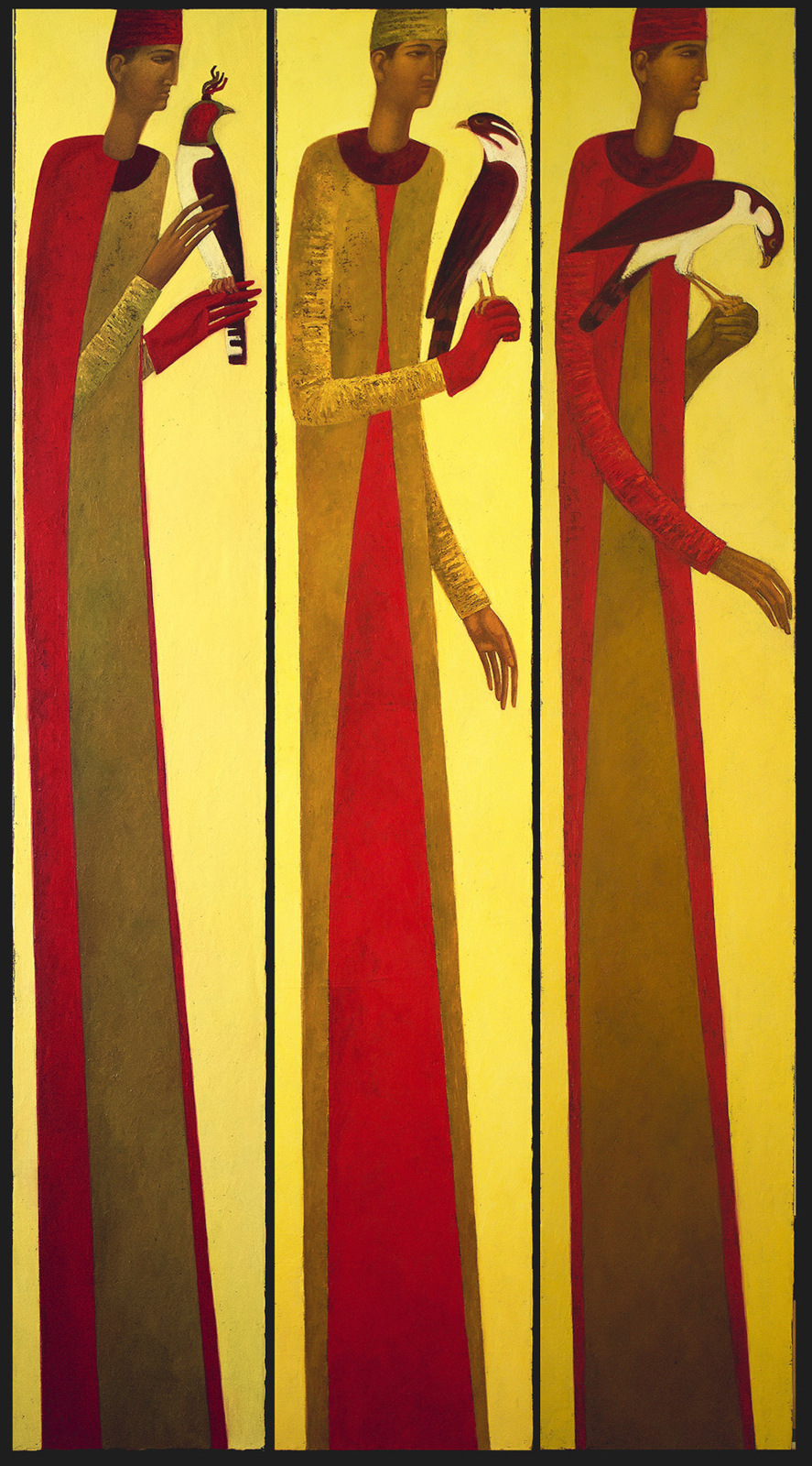 Timur D'Vatz, Falconers (triptych), 2022