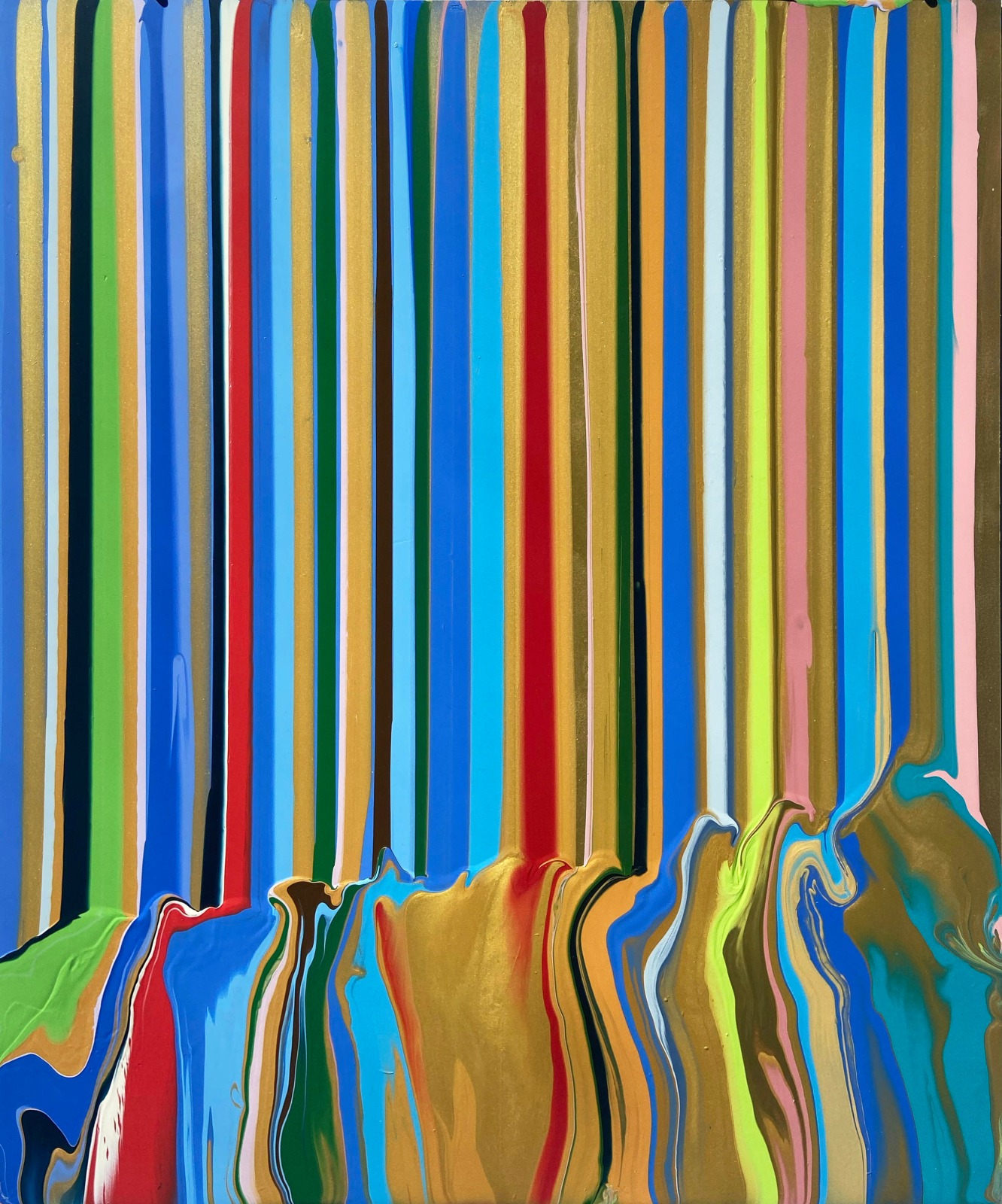 Ian Davenport, Small Blue and Gold, 2024