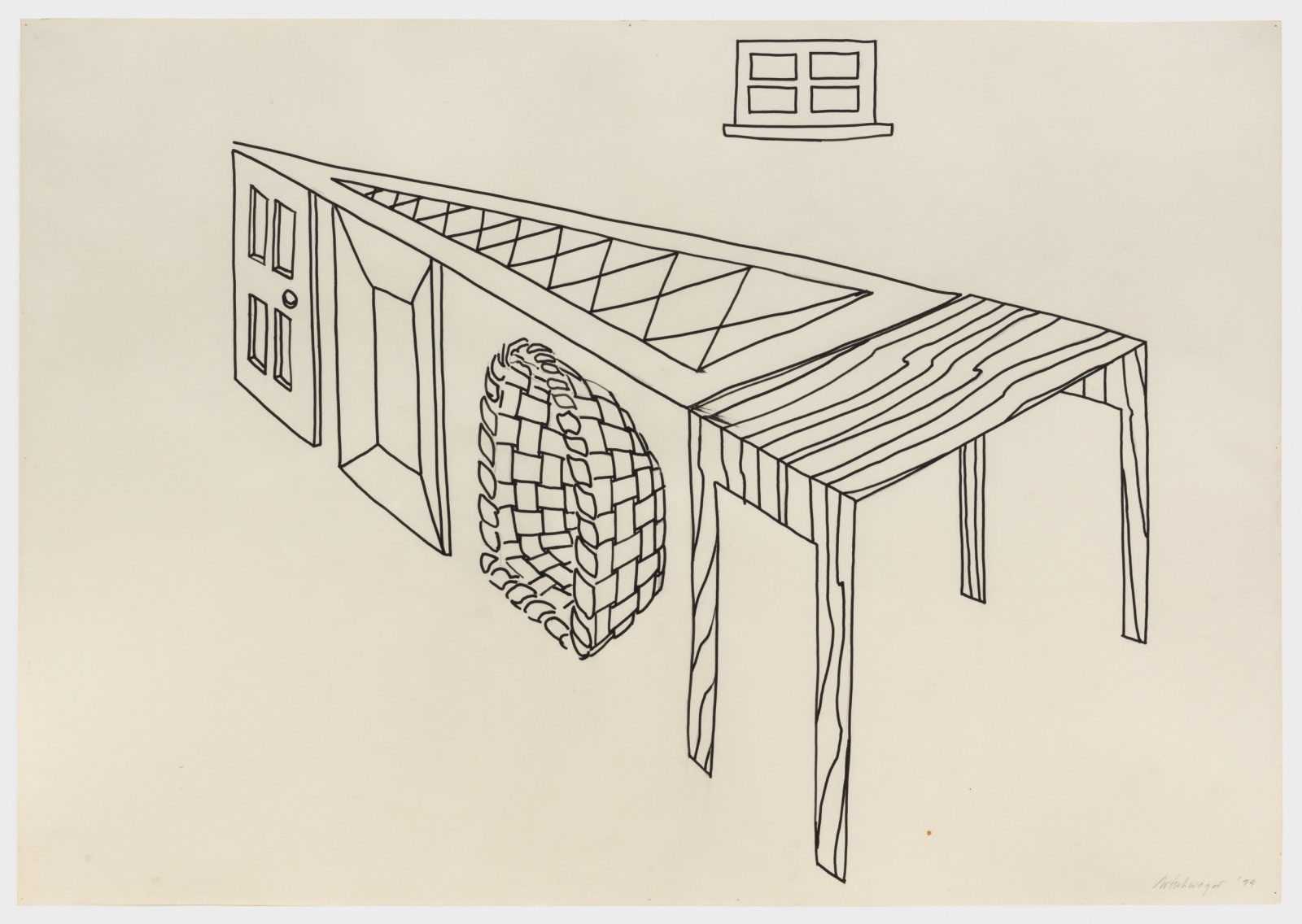 Richard Artschwager, Door, Window, Table, Basket, Mirror, Rug, 1974