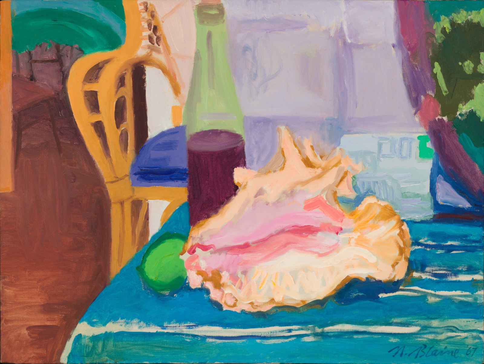 Nell Blaine, Shell and Wine Bottle, 1967