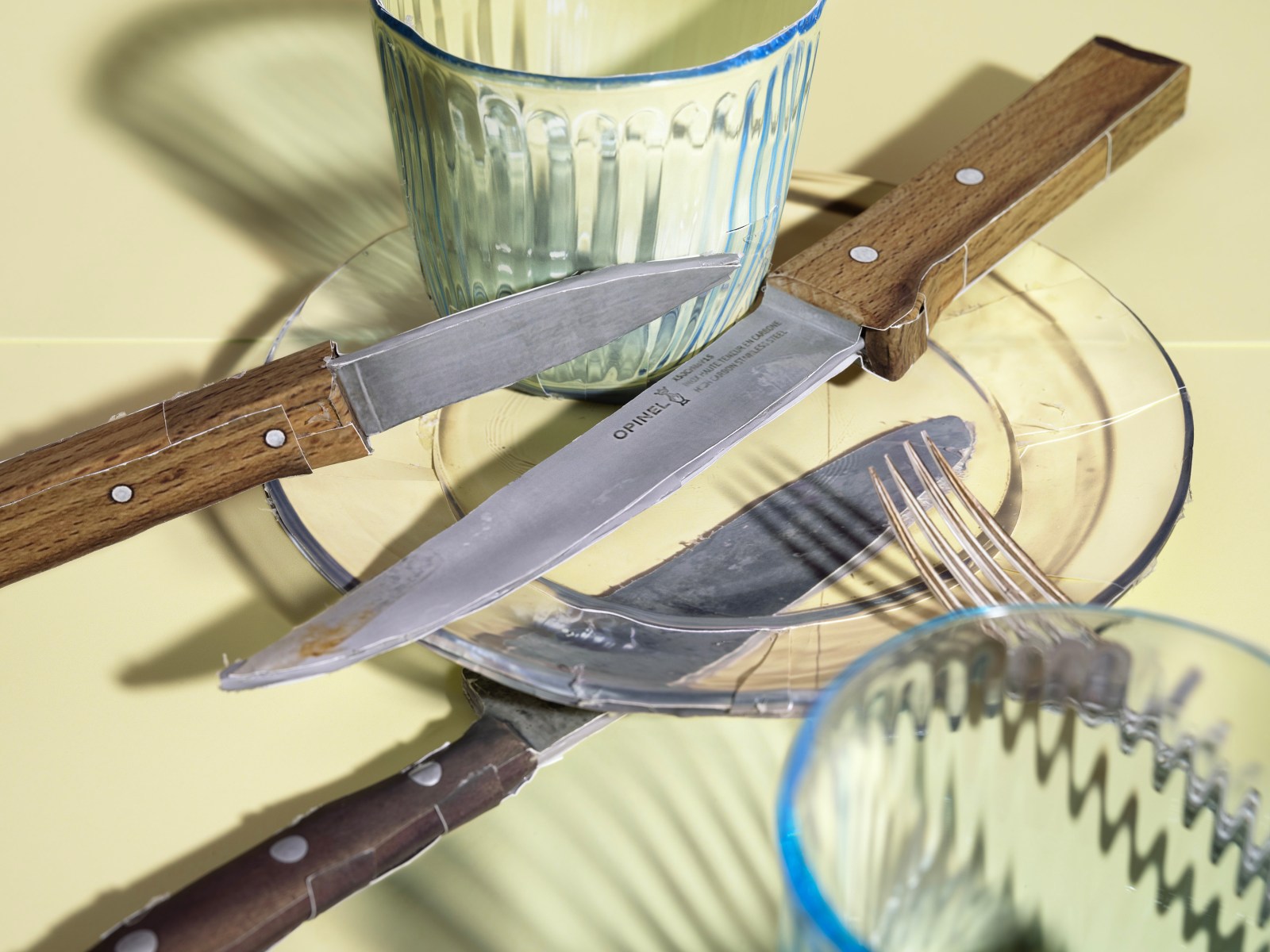 Daniel Gordon, Color Light Study (Knives and Glass Plate), 2025