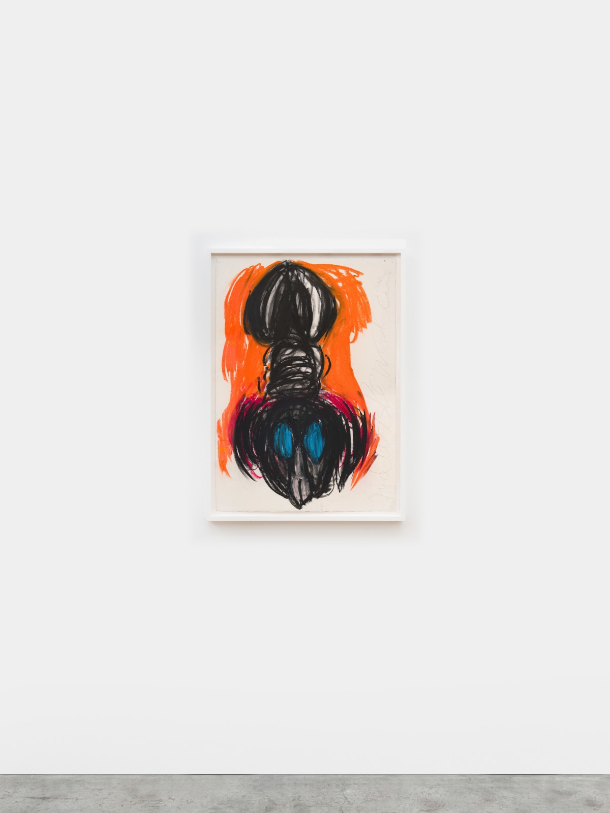 Judith Bernstein, Dick in a Head #22 (Blue Eyes, Orange Ground), 2010