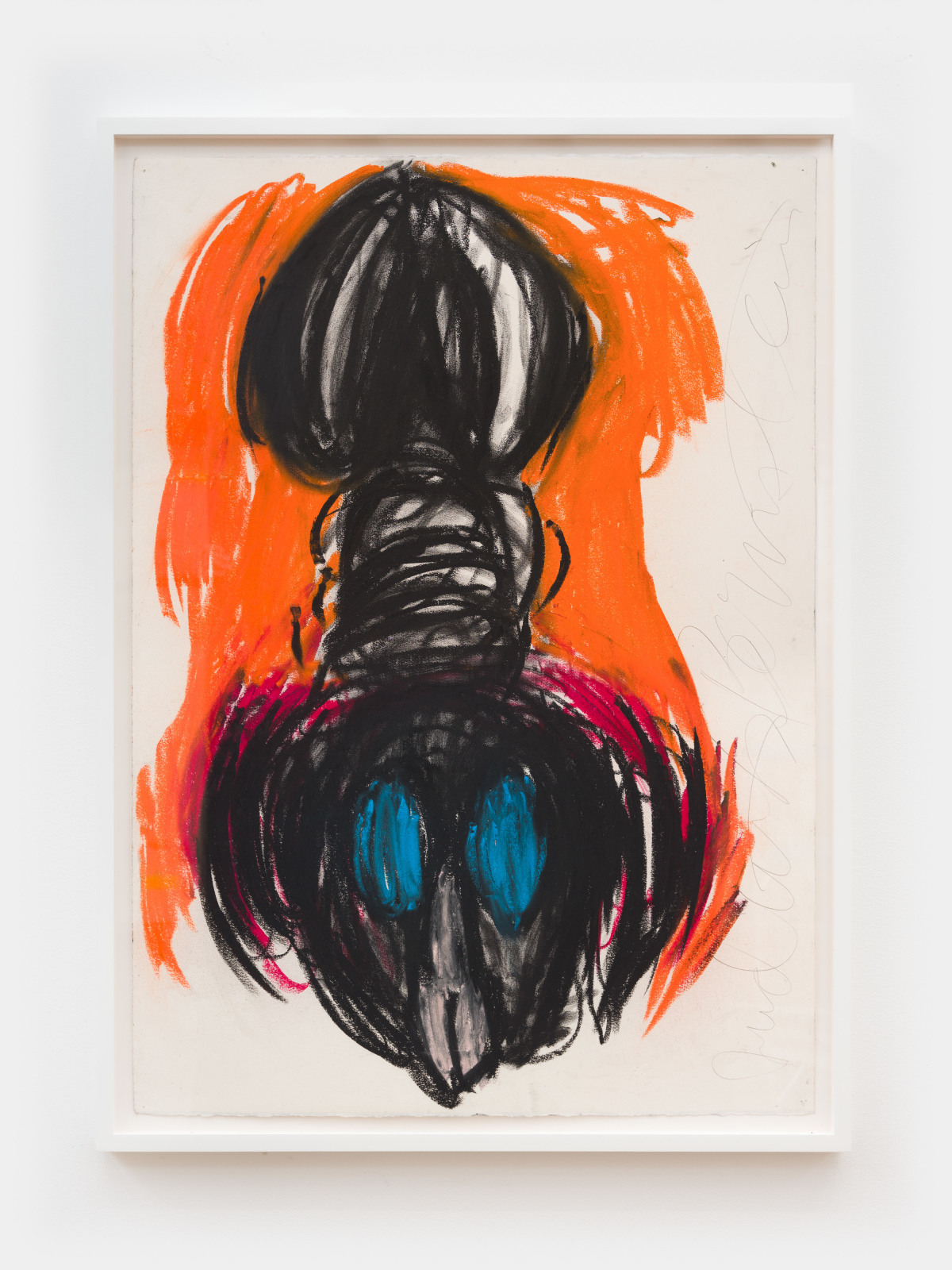 Judith Bernstein, Dick in a Head #22 (Blue Eyes, Orange Ground), 2010