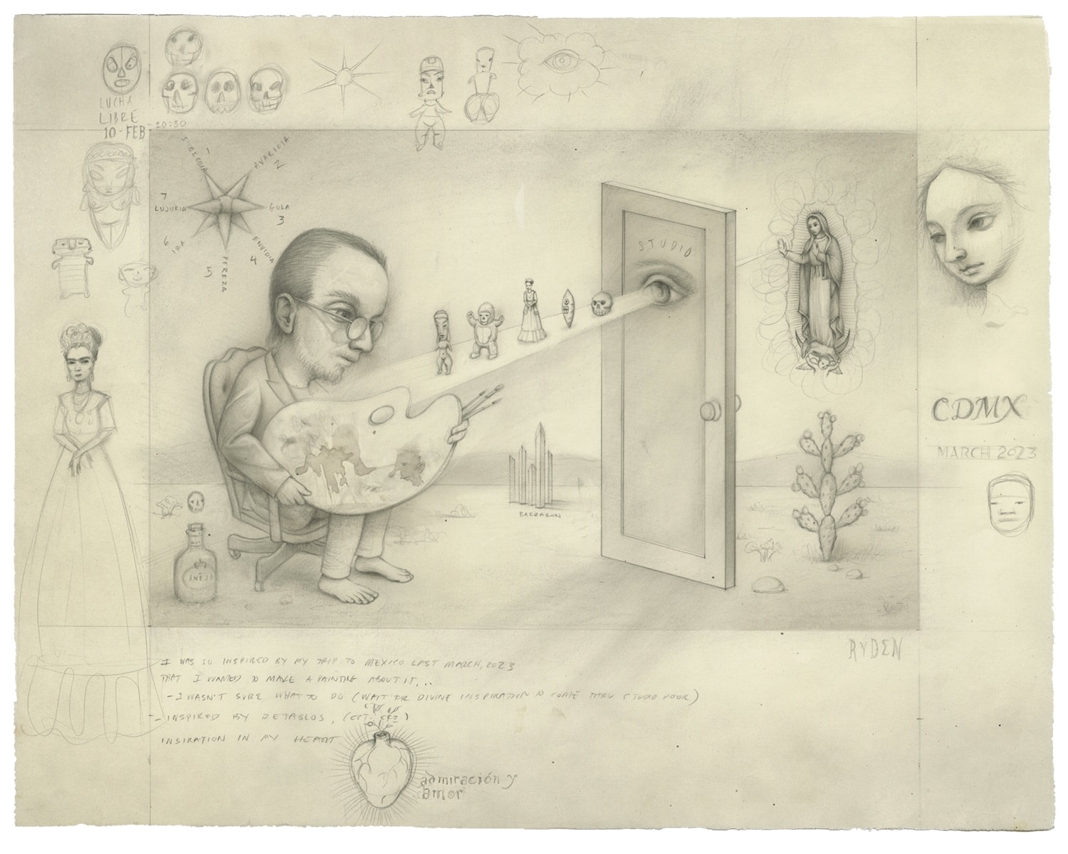 Mark Ryden, CDMX Drawing, 2023