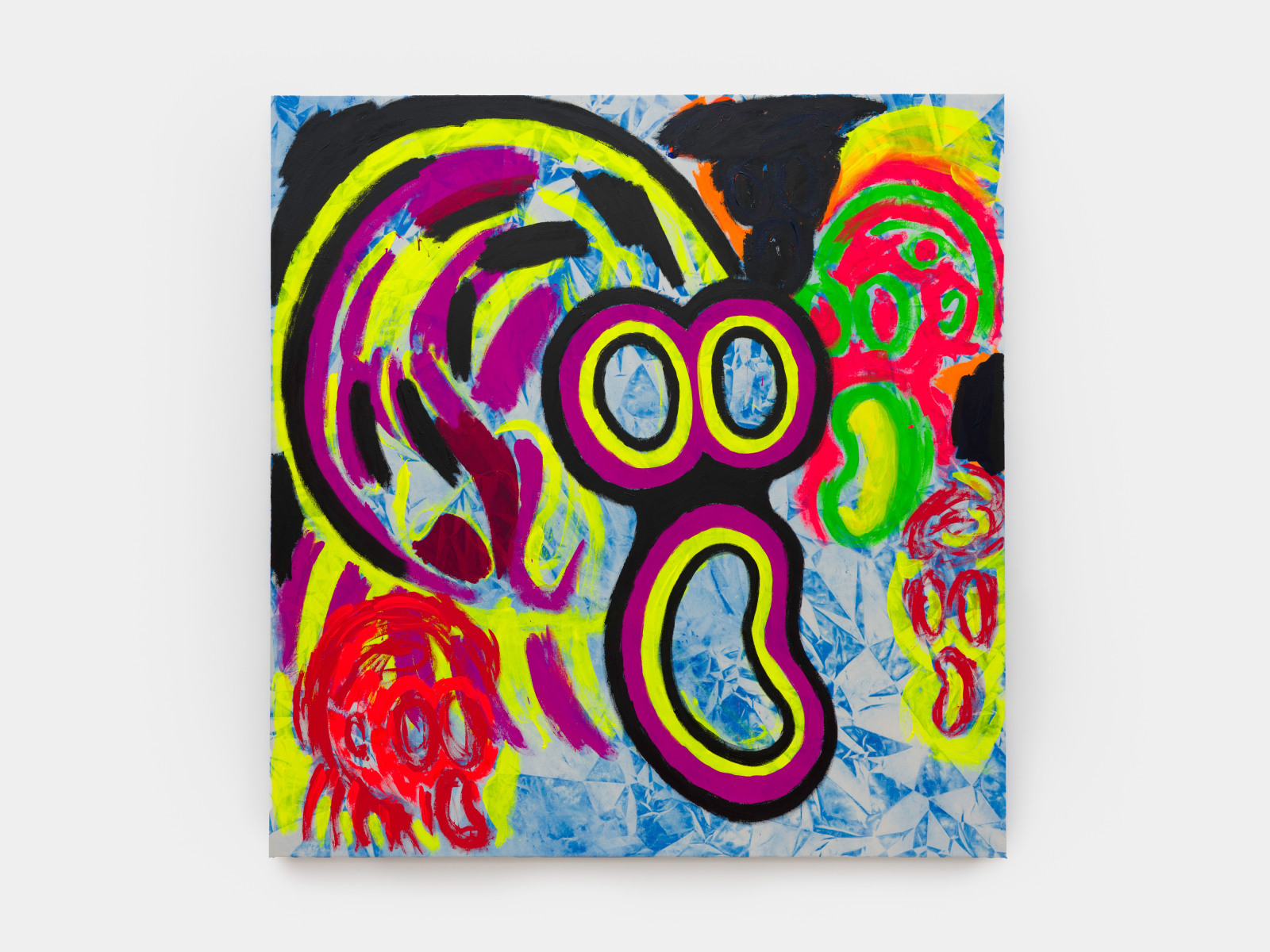 Judith Bernstein, Death Heads/ Hollow Head (on Blue), 2024
