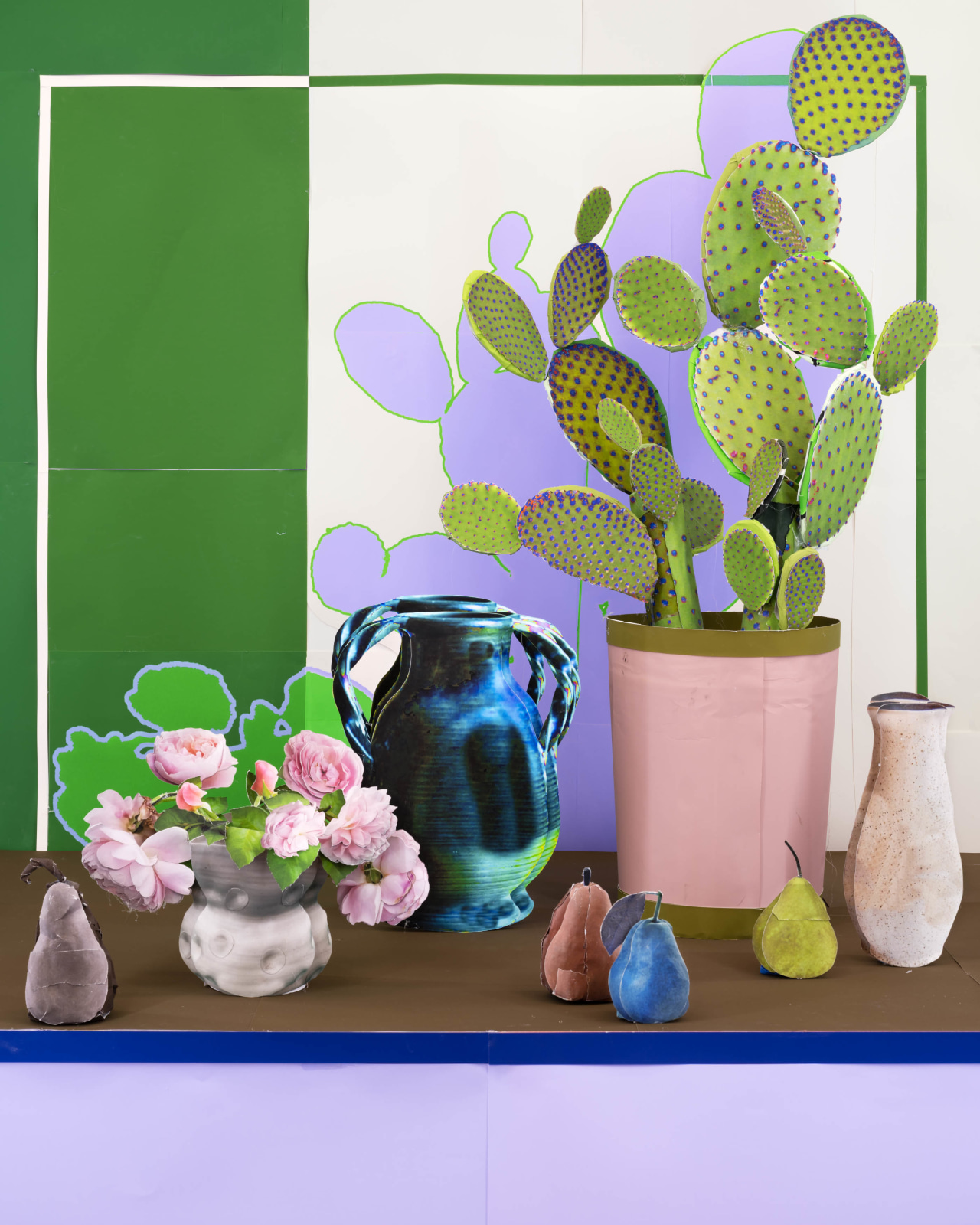 Daniel Gordon, Cactus With Pink Roses and Pears, 2023