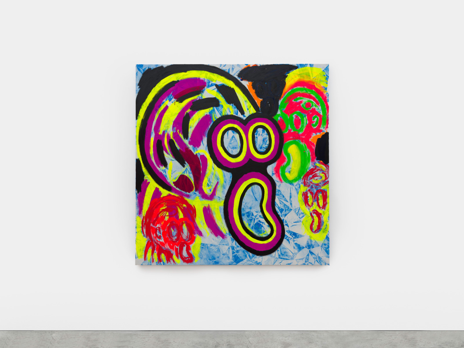 Judith Bernstein, Death Heads/ Hollow Head (on Blue), 2024