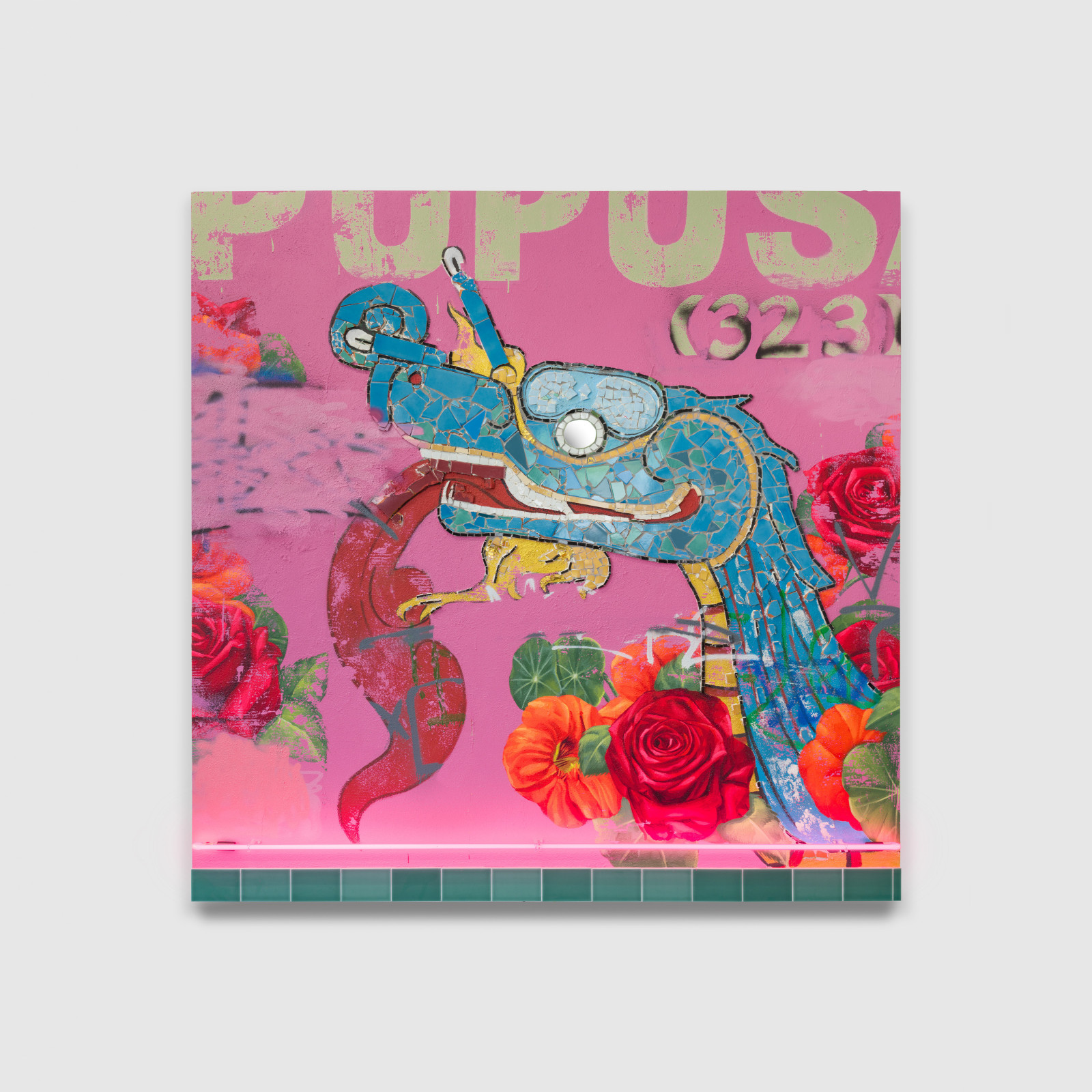 Patrick Martinez, Feathered Serpent Immersed in Flowers, 2024