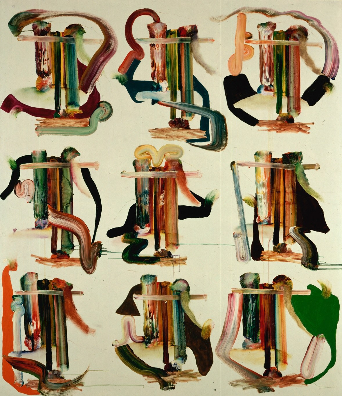 Fiona Rae, Untitled (nine on green), 1989