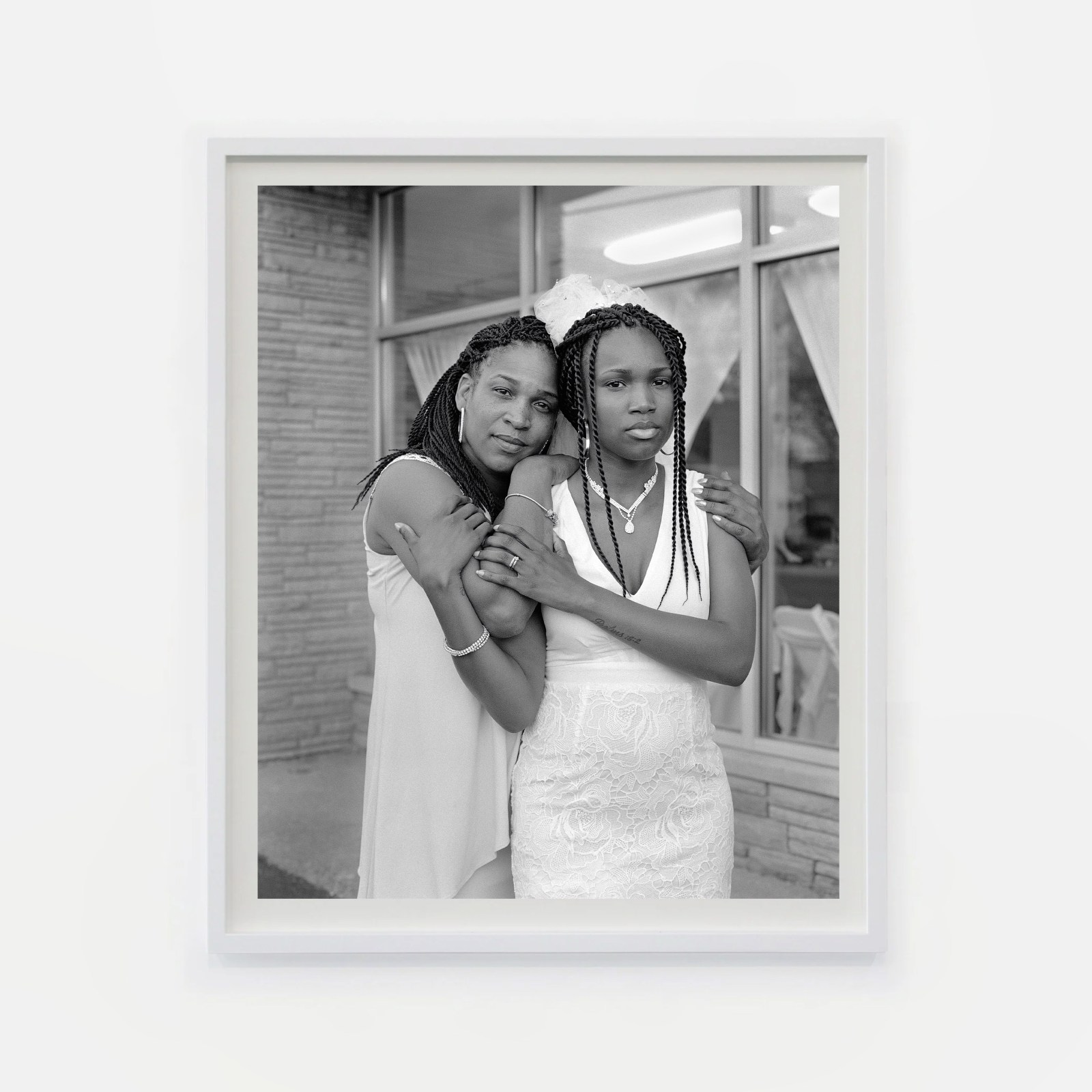 LaToya Ruby Frazier, Andrea Holding Her Daughter Nephratiti Outside the Social Network Banquet Hall, Flint, Michigan, 2016-2017