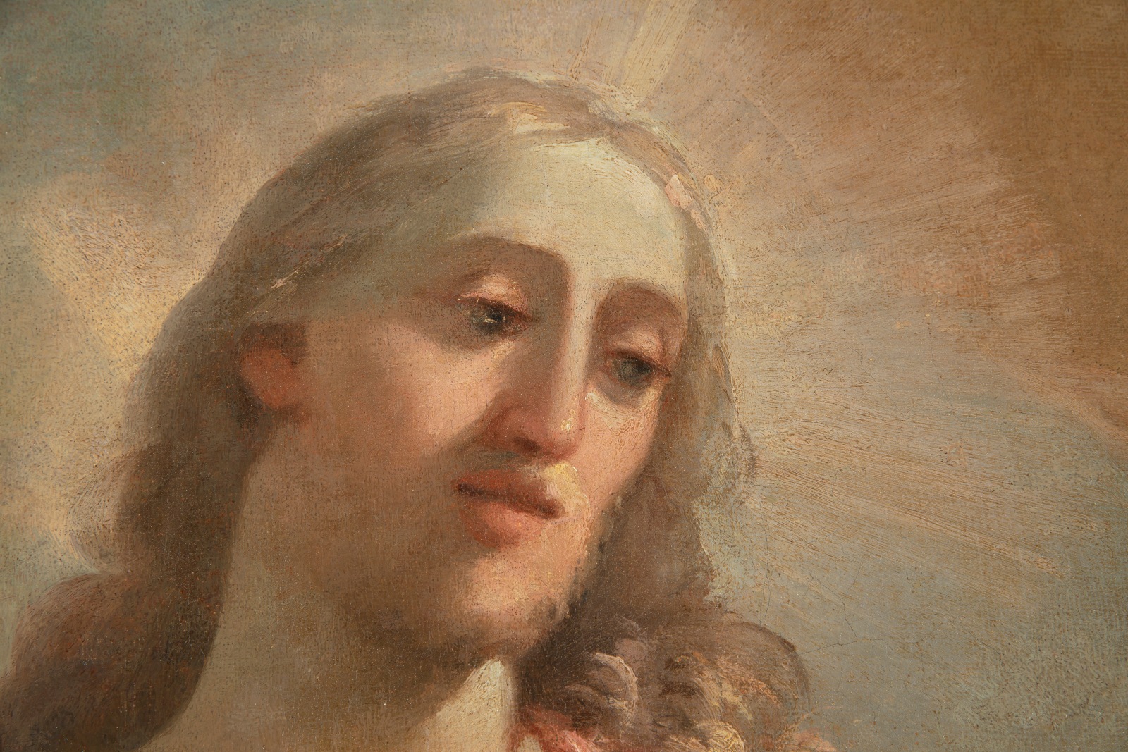 Detail of painting representing the face of Jesus