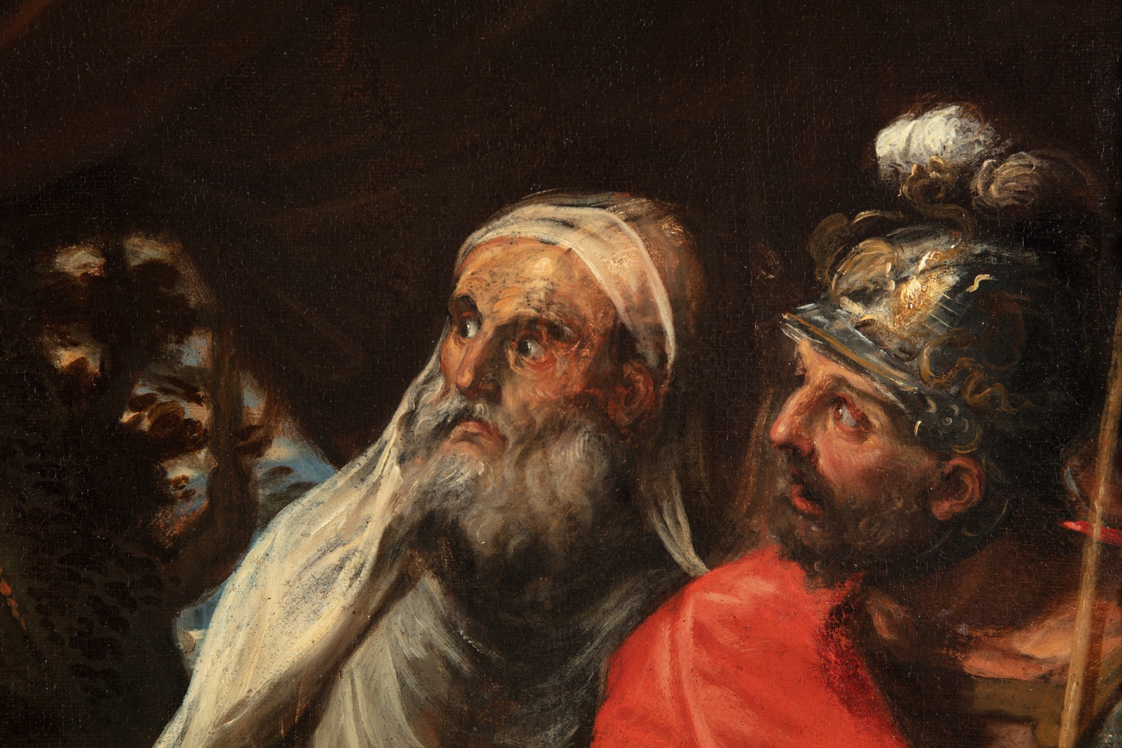 Detail of painting depicting two faces