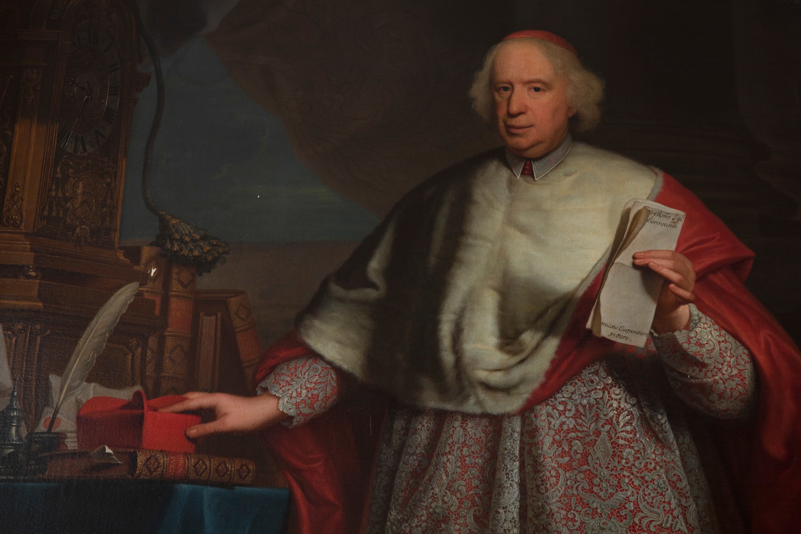 Detail of a painting of Cardinal Pompeo Aldrovan.
