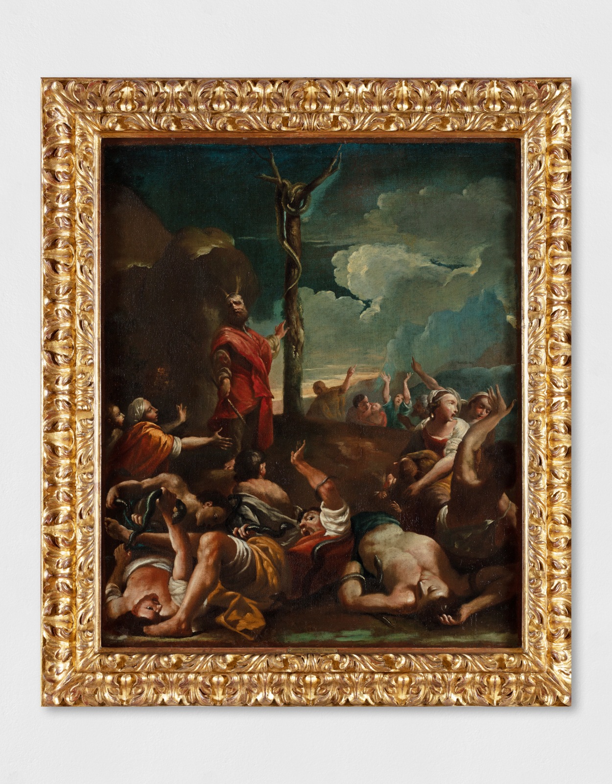 Painting depicting the Biblical passage of Moses and the Biblical serpent