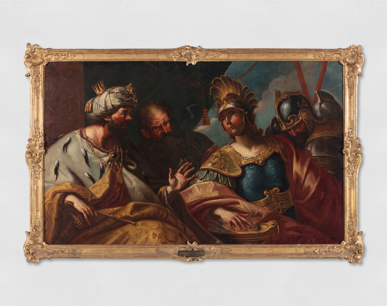 An oil painting of Alexander the Great with the family of Darius III, the Persian king he had defeated in battle.