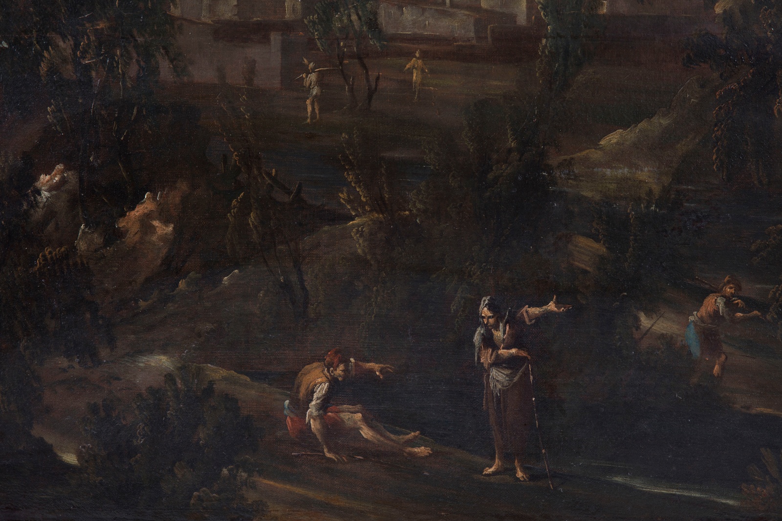 Landscape painting with figures
