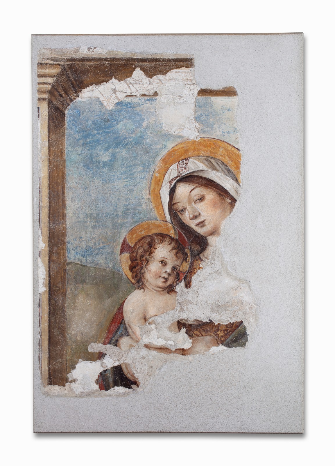 Detached fresco depicting Mary and the infant Jesus