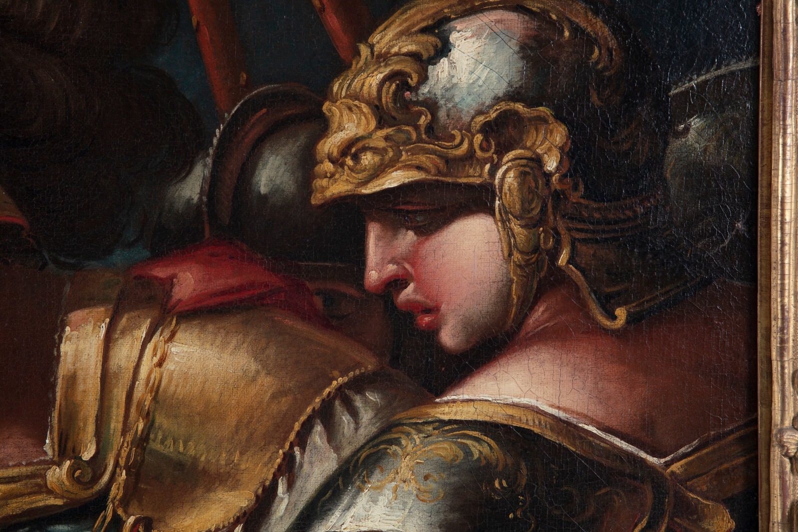 Detail of an oil painting of Alexander the Great with the family of Darius III, the Persian king he had defeated in battle.