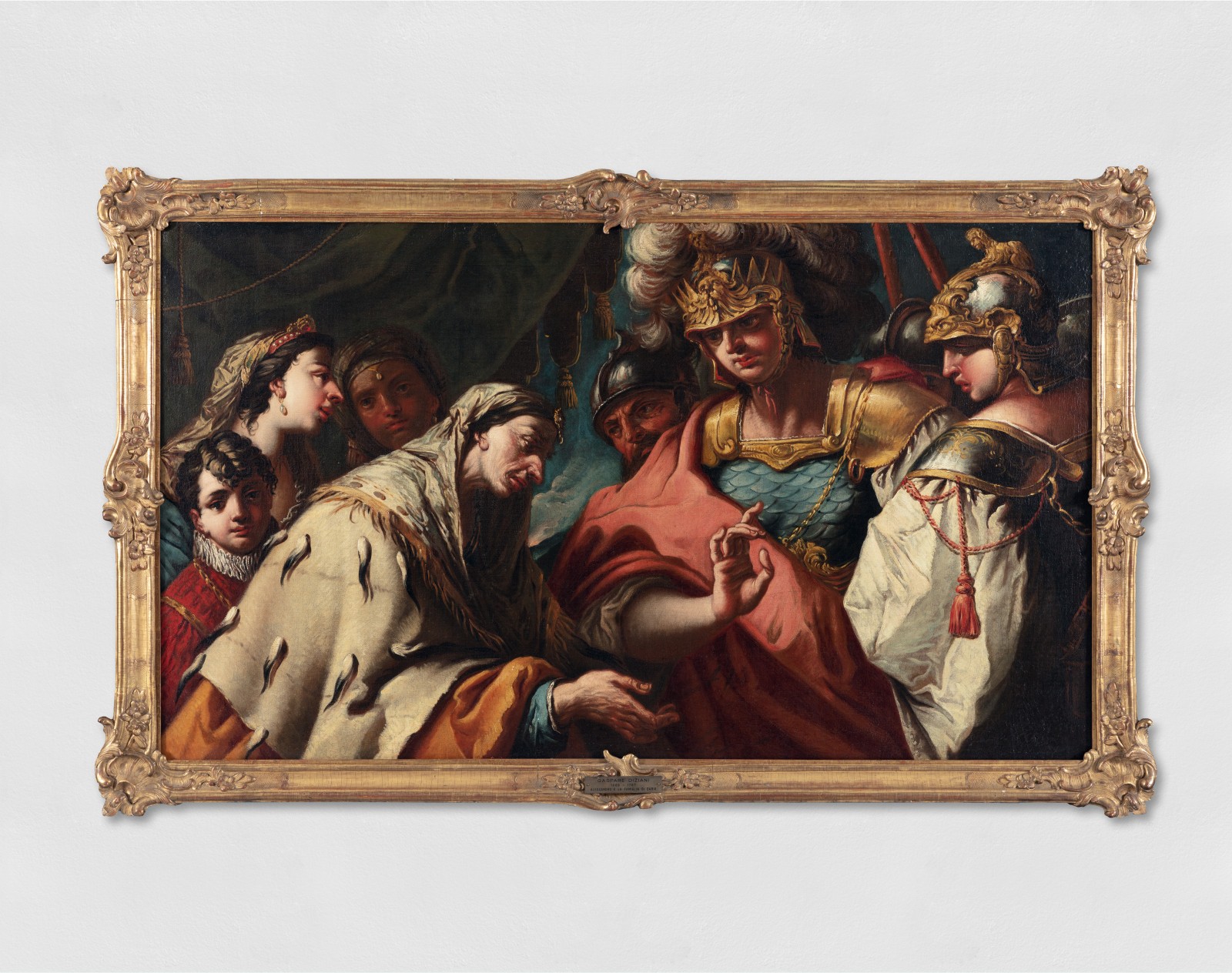 An oil painting of Alexander the Great with the family of Darius III, the Persian king he had defeated in battle.