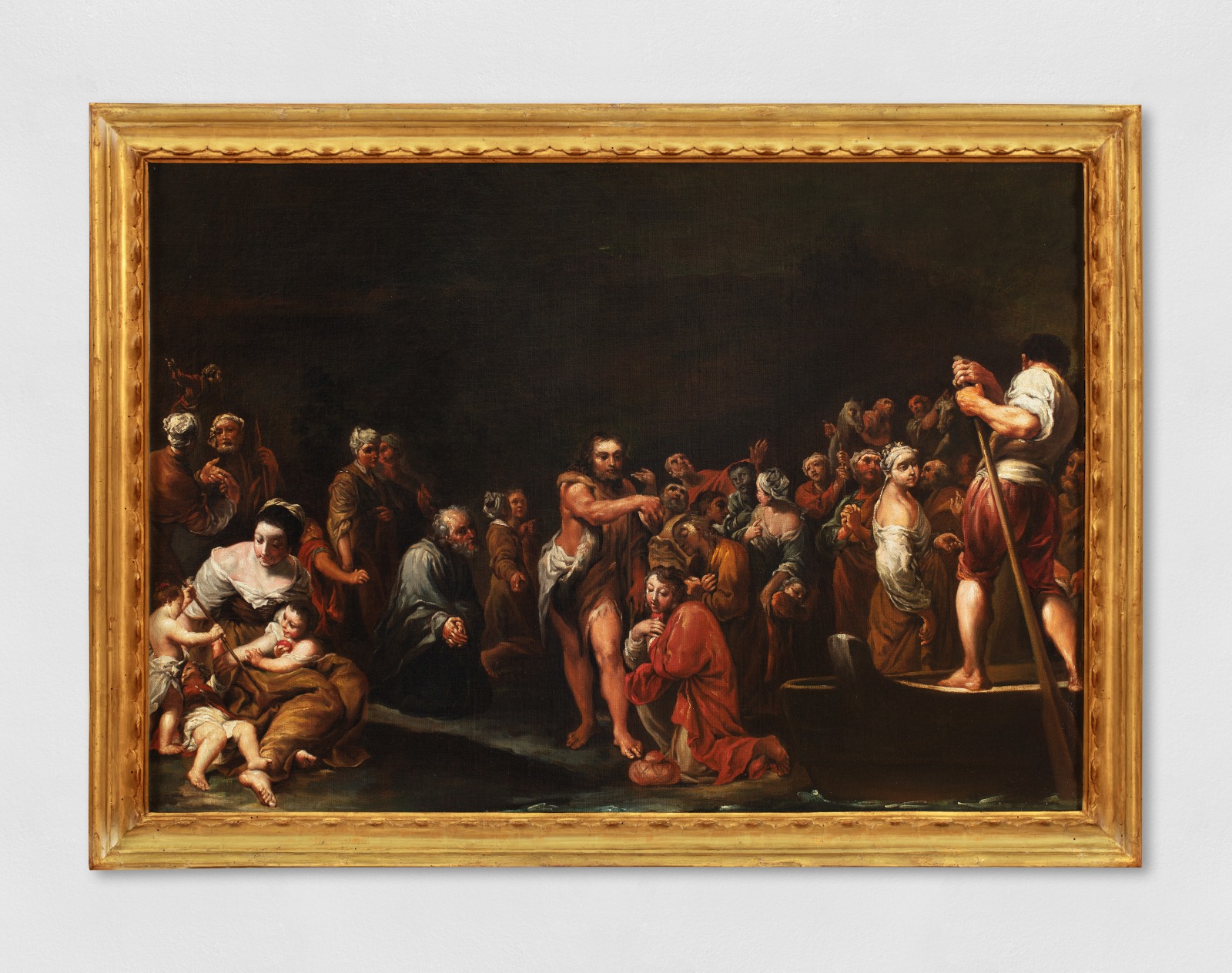 Painting depicting St. John the Baptist baptizing the crowd