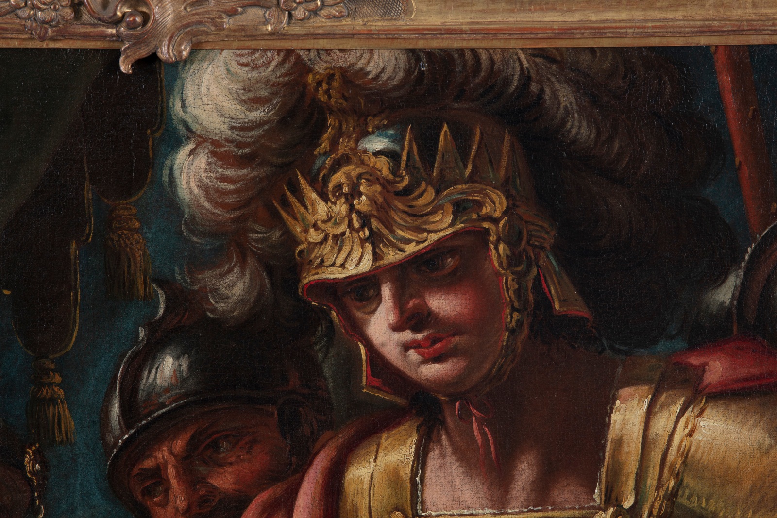 Detail of an oil painting of Alexander the Great with the family of Darius III, the Persian king he had defeated in battle.