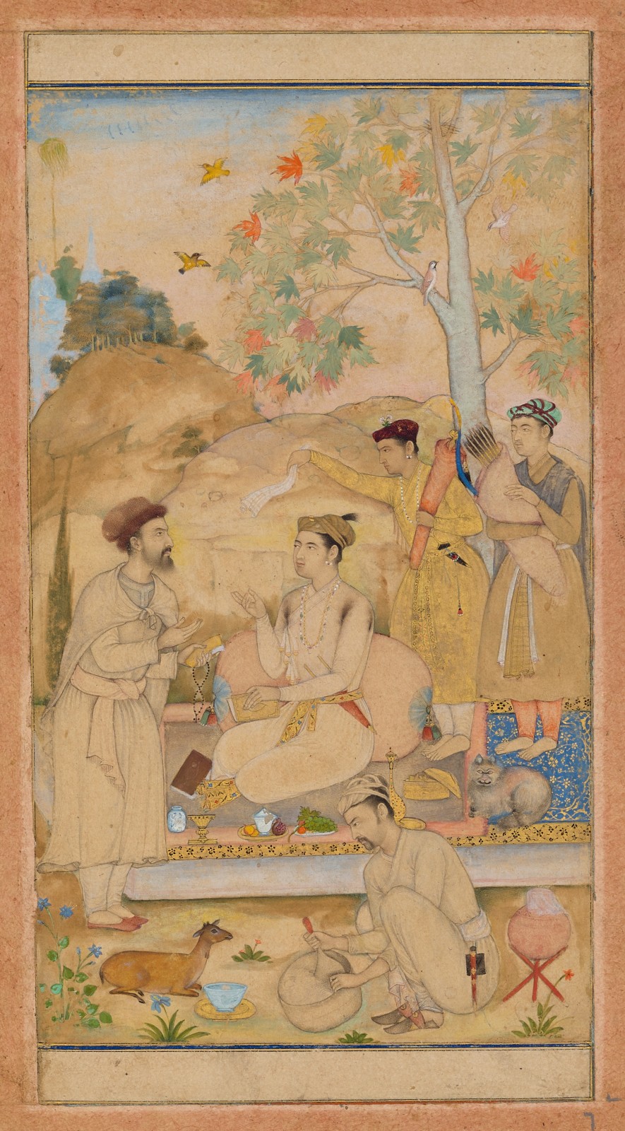A Prince Converses with a Sage, Mughal, attributed to Govardhan, 1605-08