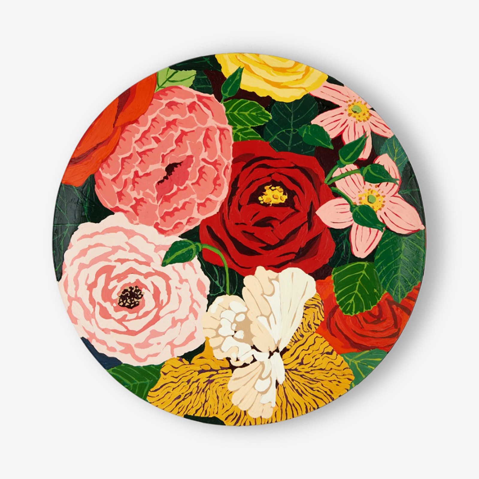 Hilary Pecis Untitled, 2025 Unique, Hand painted 1/1 Hand signed on the verso 10.5 in diameter