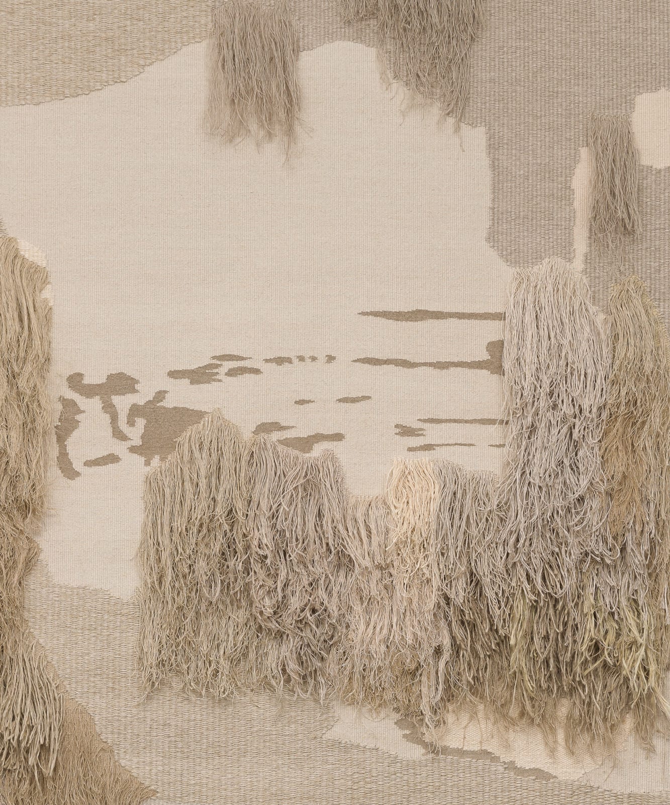 <p>Andreas Eriksson, <em>Weissensee No. 12</em>, 2018 - 2019. Detail.</p><h3>"Territories of the finished tapestries might be distinguished by a particular knotted texture or the stands of long fibre sprouting from the surface. Andreas has described the tapestries as ‘existential landscapes’. We might also see them as a conceptual extension of painting in which the picture migrates to the canvas itself." </h3><p><strong>- Hettie Judah on Andreas Eriksson, 2020</strong></p>