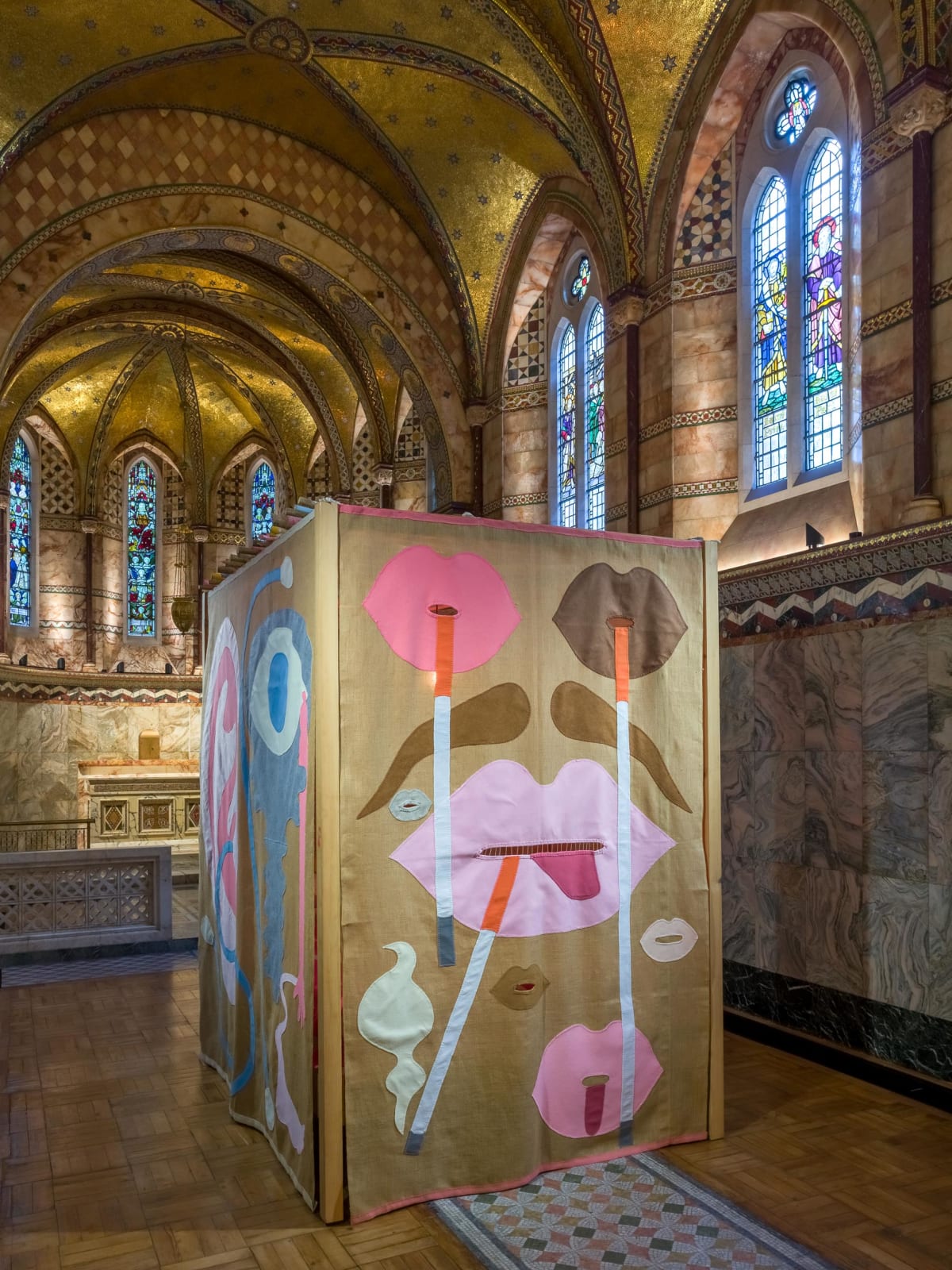 <p>Installation view: 'My biggest fear is that someone will crawl into it', Fitzrovia Chapel, London (2019). <span>Photo by Mark Blower.</span></p>