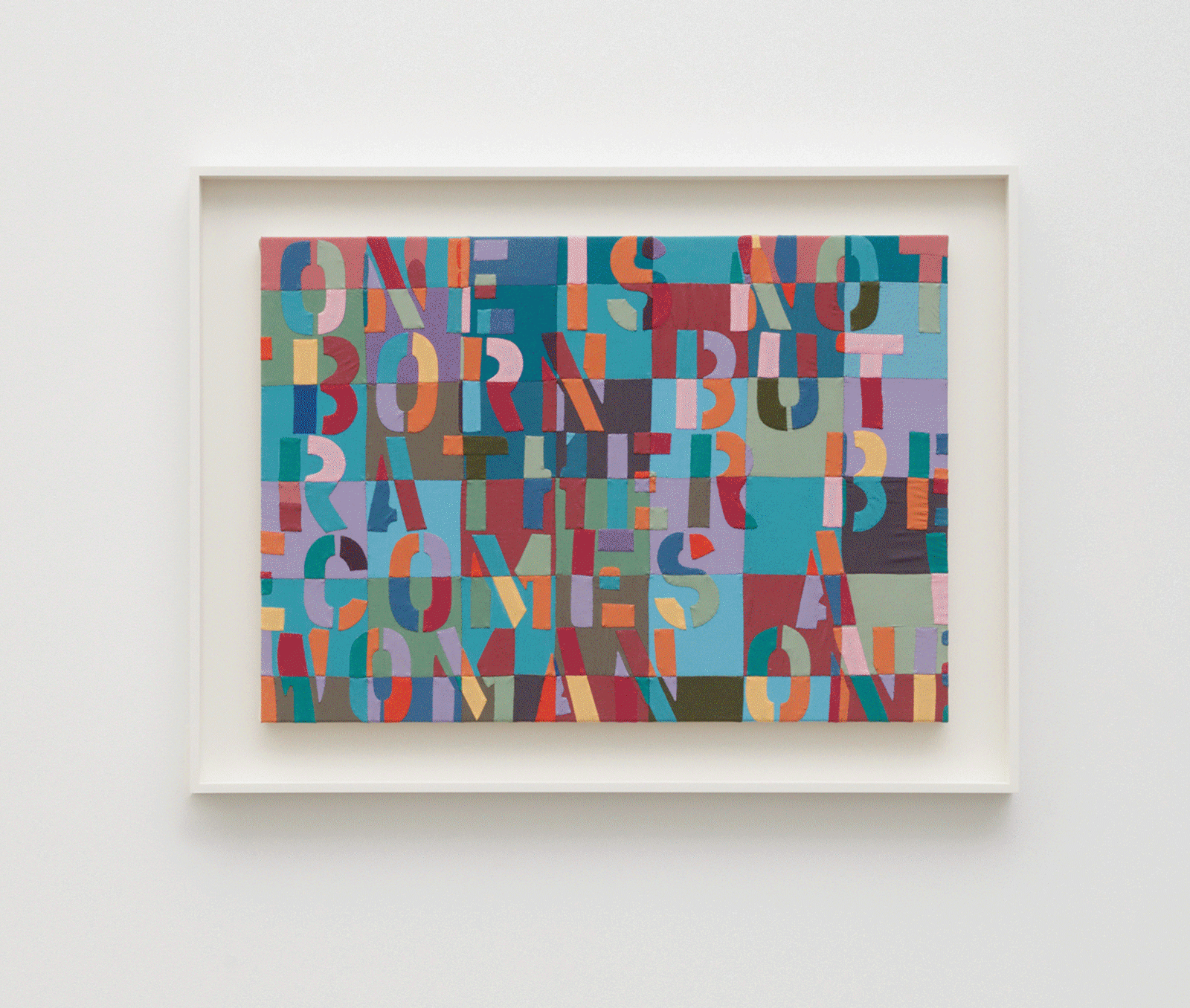 Ghada Amer, BLUE SIMONE, 2025. Cotton appliqué on canvas, 23 1/2 x 33 1/2 inches, 59.7 x 85.1 cm, Framed: 30 3/8 x 40 1/8 inches, 77.2 x 101.9 cm

Jennifer Bartlett, Color Study: Size, Hue and Tint, 2001. Oil on canvas, Overall: 107 1/2 x 143 1/2 inches, 273.1 x 364.5 cm, Left panel: 107 3/4 x 53 3/4 inches, 273.7 x 136.5 cm, Center panel: 95 5/8 x 41 3/4 inches, 242.9 x 106 cm, Right panel: 96 1/8 x 48 inches, 244.2 x 121.9 cm

Kwamé Azure Gomez, Everyday Auntie Chooses a pastel Prom, 2025. Acrylic, oil, spray paint, modeling paste and colored pencil on canvas, 60 1/8 x 108 x 2 inches, 152.4 x 213.4 cm

Haas Brothers, Accretia Silverstone, 2025. Patinated cast bronze, Pele de Tigre marble, Sculpture: 71 x 34 x 29 inches, 180.3 x 86.4 x 73.7 cm, Plinth: 14 1/8 x 16 7/8 x 16 7/8 inches, 36 x 50.6 x 43 cm, Overall: 85 1/8 x 34 x 29 inches, 216.2 x 86.4 x 73.7 cm

Dora Jeridi, Imperfect, 2025. Oil, oil stick, and charcoal on canvas, 82 7/8 x 71 3/8 inches, 210.5 x 181.3 cm