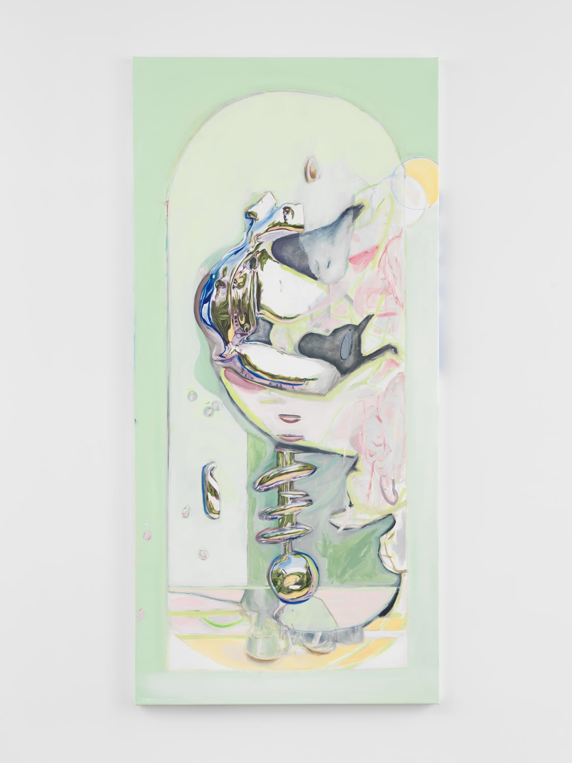 Rachel Rossin, Antidote: Horse with Deathless Painter Hand, 2025, Oil paint, hand-mixed mineral pigments and marble dust on canvas, 85 x 40 in.