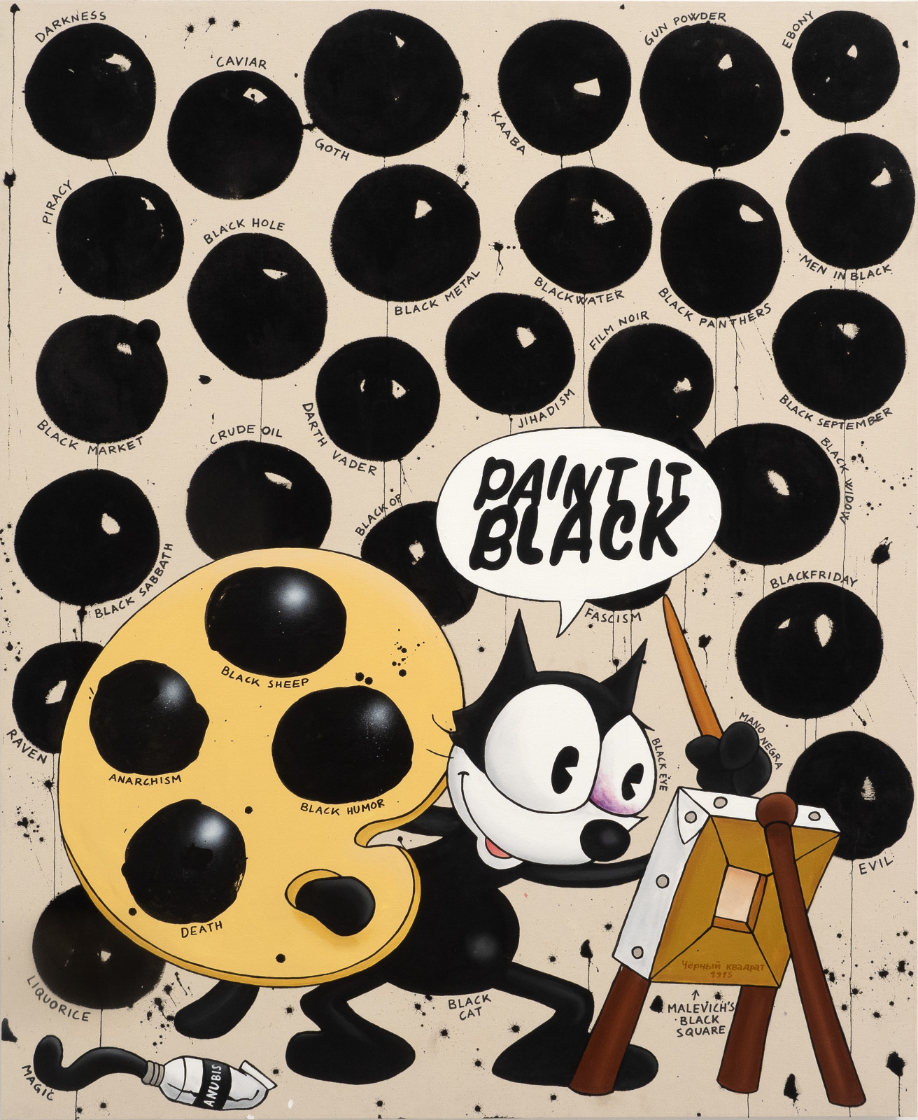 Paint It Black, 2020 Acrylic and permanent marker on canvas 160 x 130 cm / 63 x 51.2 inches