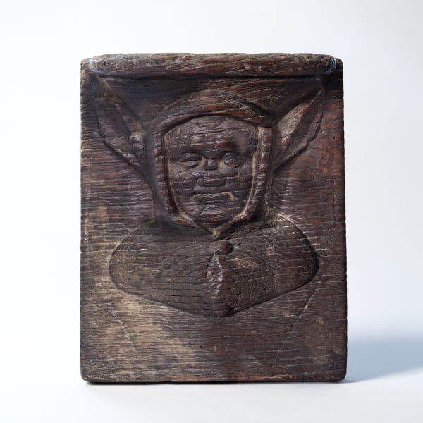<span class="artist"><strong>Nicolaas de Bruyne and Gort Goris</strong></span>, <span class="title"><em>A misericord section with the head of a fool</em>, c. 1438-42</span>